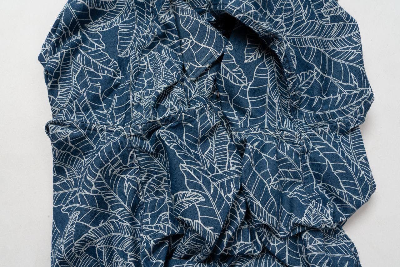 Gant 🔵 GANT Seasonal Indigo Blue Leaf Print Long Sleeve shirt Size US XL / EU 56 / 4 - 11 Thumbnail