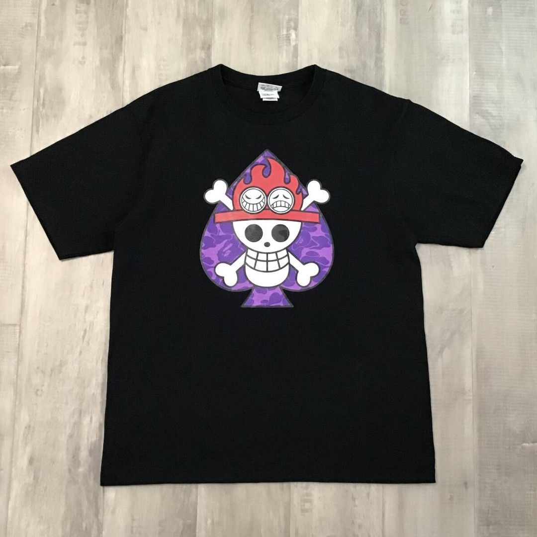 Bape 🔥Aoyama Limited🔥 BAPE × One Piece Ace Flag Mark T-Shirt Size US L / EU 52-54 / 3 - 1 Thumbnail