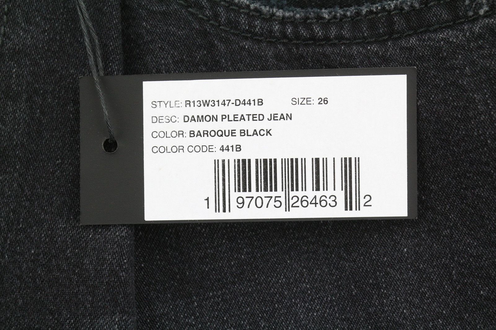 R13 DAMON PLEATED 26 Baroque Black Wide Jeans 89853 Size 26" / US 2 / IT 38 - 8 Thumbnail