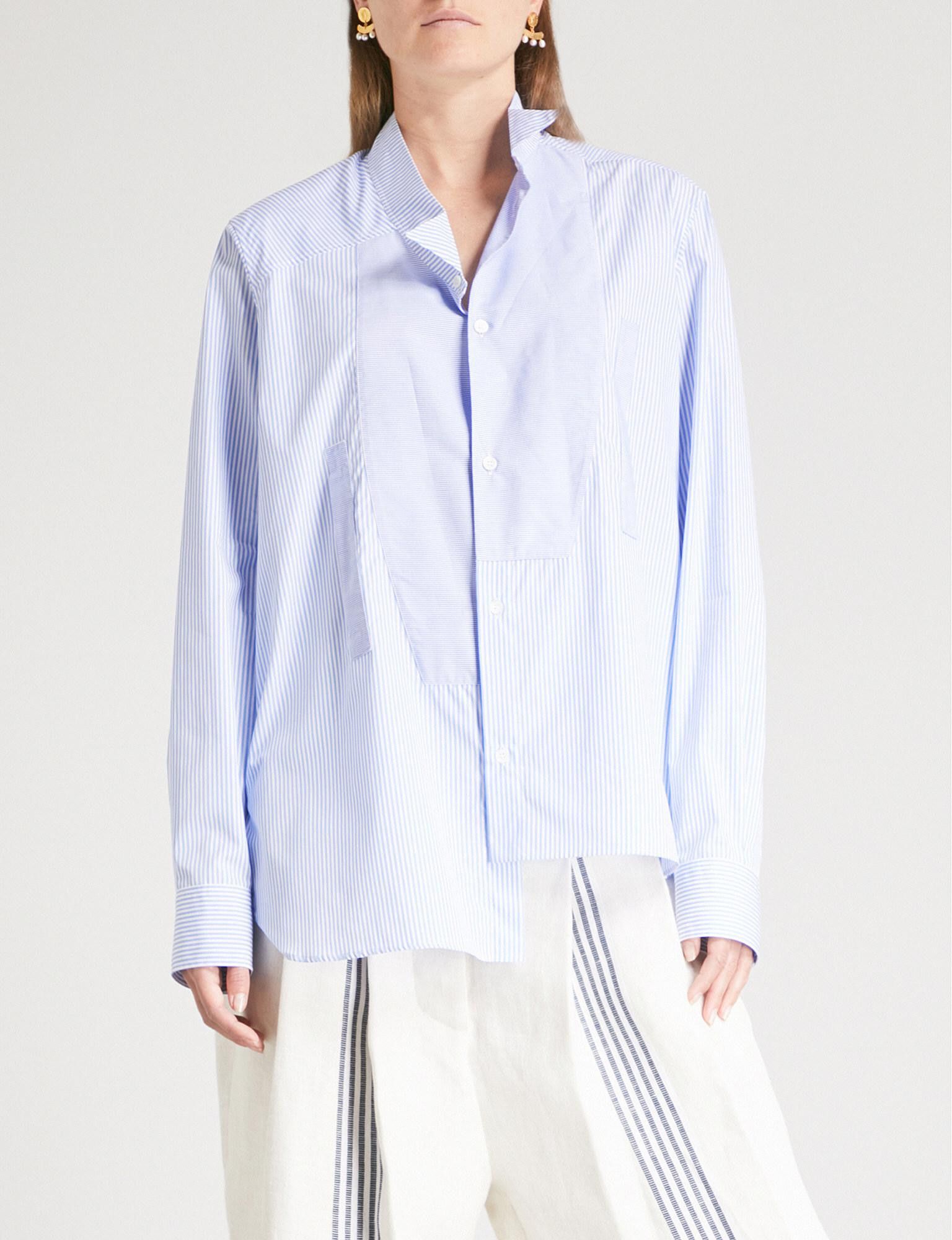 image of Loewe Blue And White Striped Asymmetric Shirt in Blue/White, Women's (Size XS)