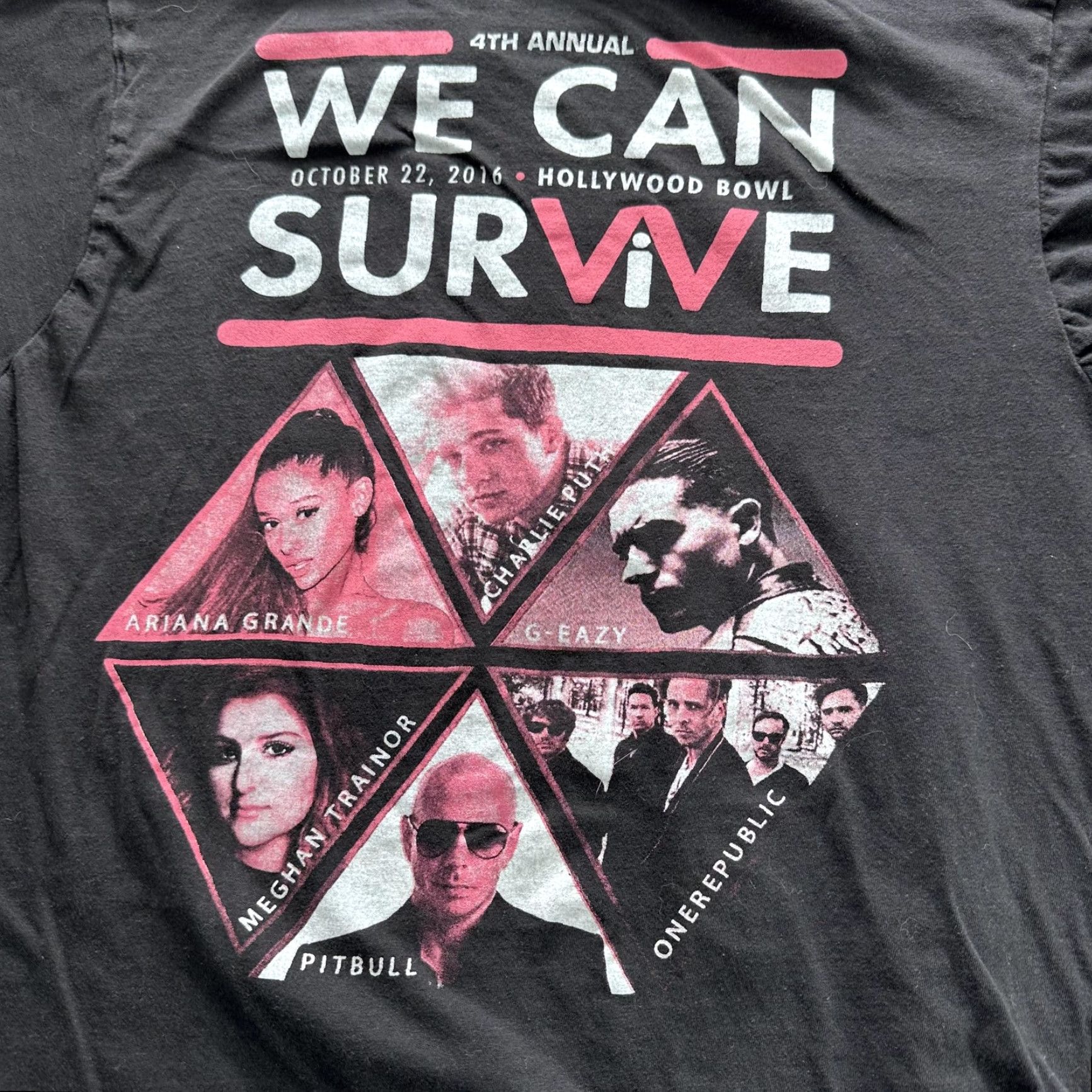 Vintage We Can Survive 2016 Concert Shirt Mens Large Black Ariana Grande G-Eazy Tee T-Shirt Graphic Print Crew Neck Short Sleeve Music Event Vintage No N/A Size US L / EU 52-54 / 3 - 7 Thumbnail