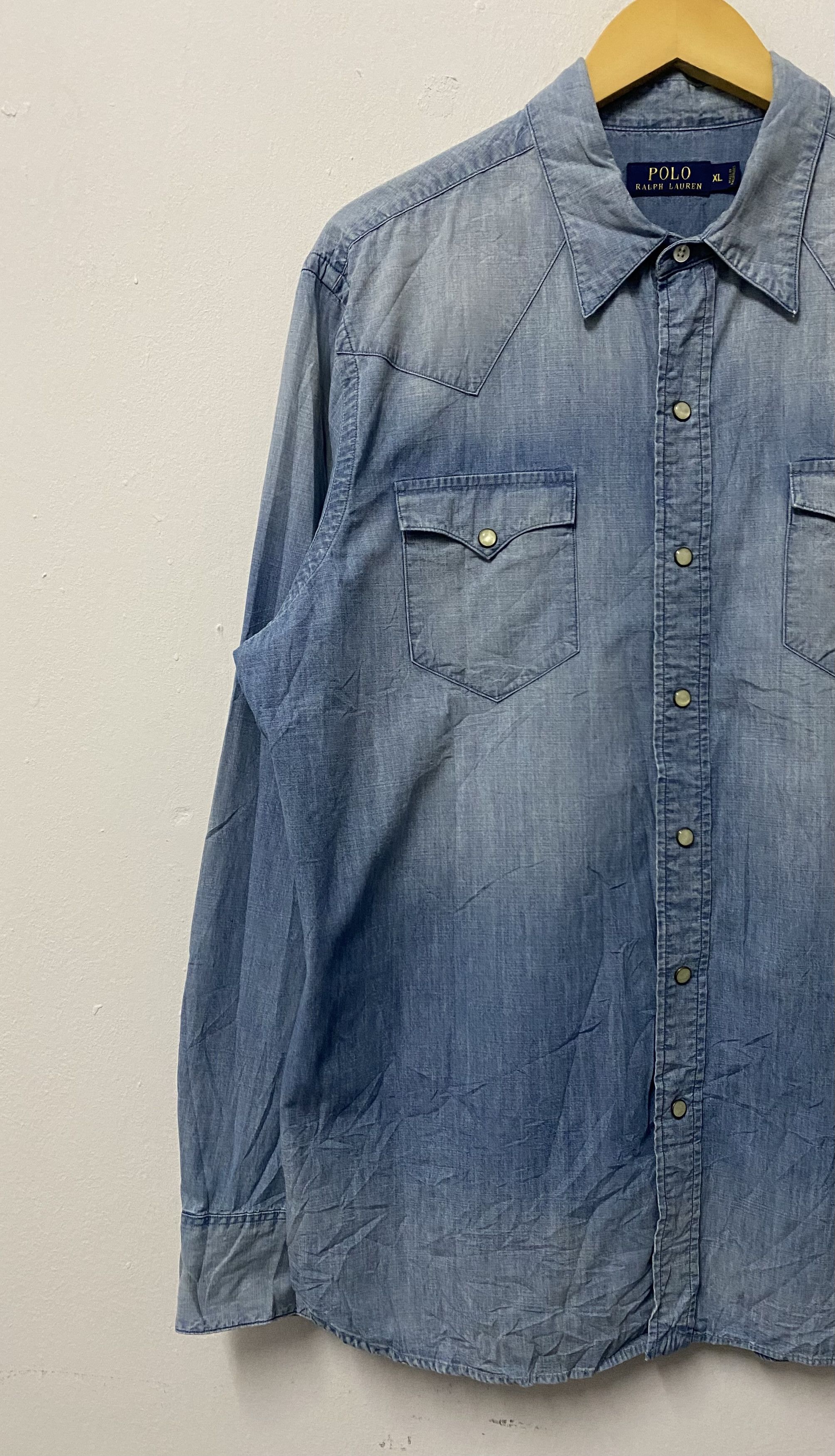 Polo Ralph Lauren Polo Ralph Lauren Snap Button Chambray Shirts Size US XL / EU 56 / 4 - 5 Thumbnail