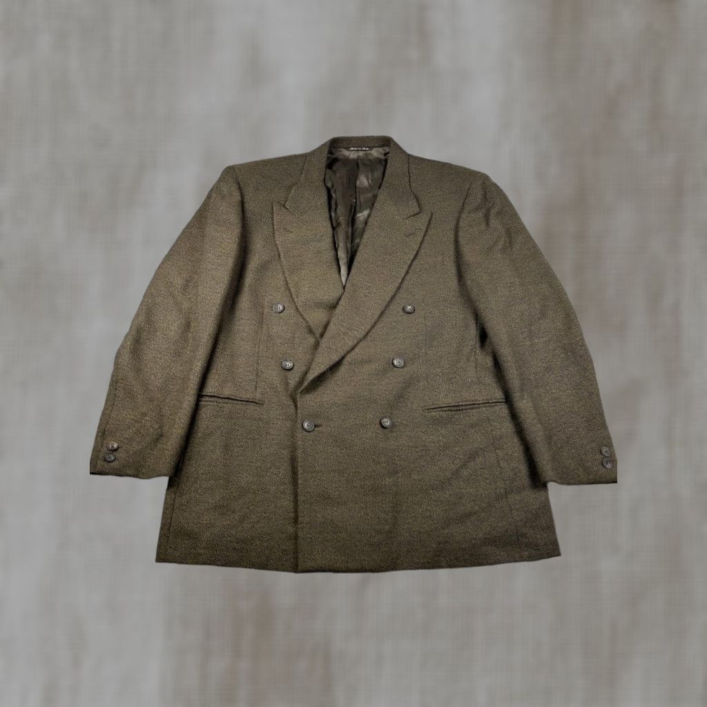 Canali Canali Proposta Mens Blazer Sport Coat Brown Tweed Wool Double-Breasted 6-Button Made in Italy 54R Size 44R - 1 Thumbnail