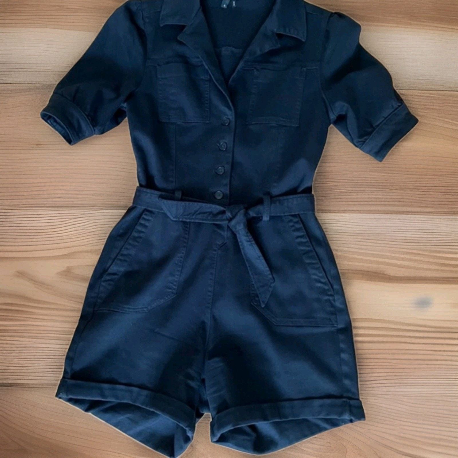 Paige Paige Mayslie Twill Short Sleeve Romper Stretchy 6 Size 28" / US 6 / IT 42 - 7 Thumbnail