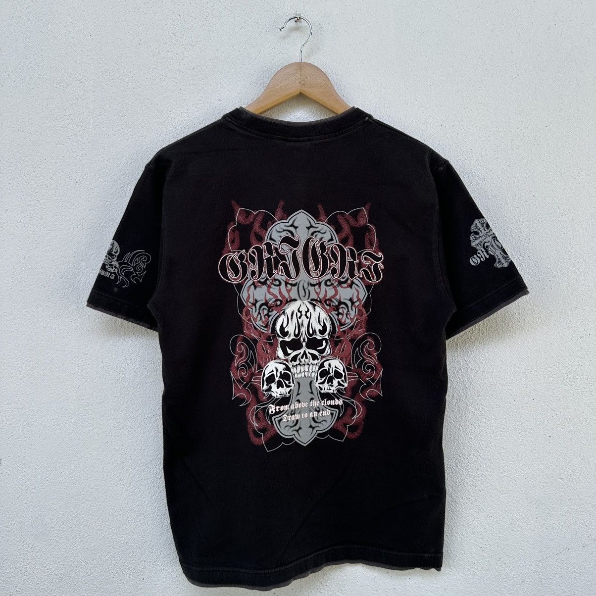 If Six Was Nine Vintage Grigri Skull Flame Punk Double Layer T Shirt Size US L / EU 52-54 / 3 - 1 Thumbnail