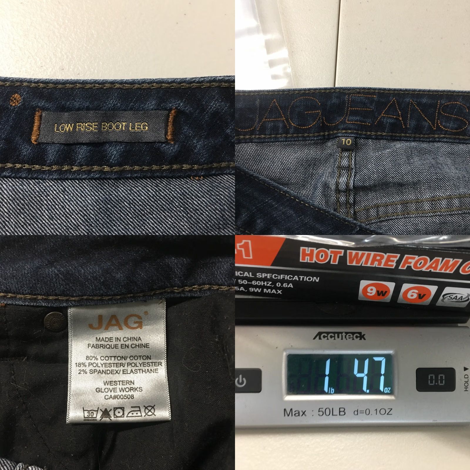AG Jeans Jag Jeans Low Rise Bootcut Jeans Womens 10 Blue Denim Dark Wash Zip Fly Cotton Blend Size 32" / US 10 / IT 46 - 9 Thumbnail