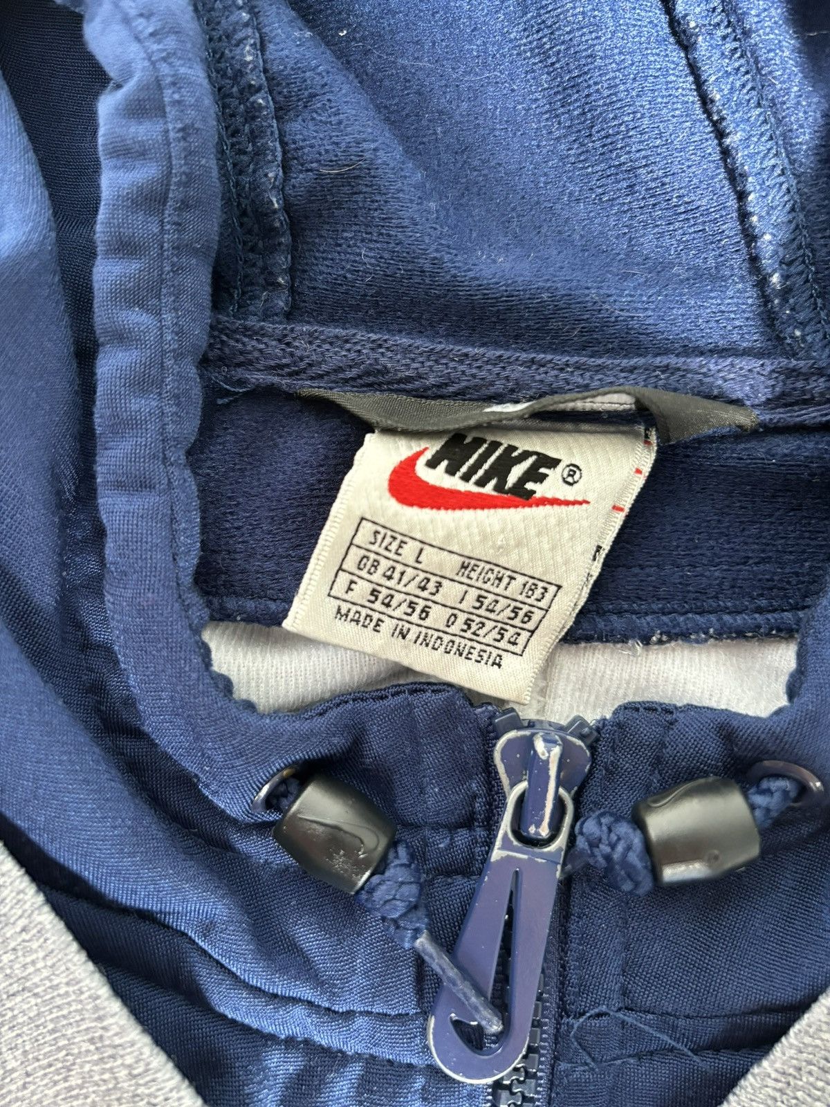 Nike × Nike ACG × Vintage Vintage 80s Navy Nike Zip Hooded Tracksuit Top Size US XL / EU 56 / 4 - 4 Thumbnail