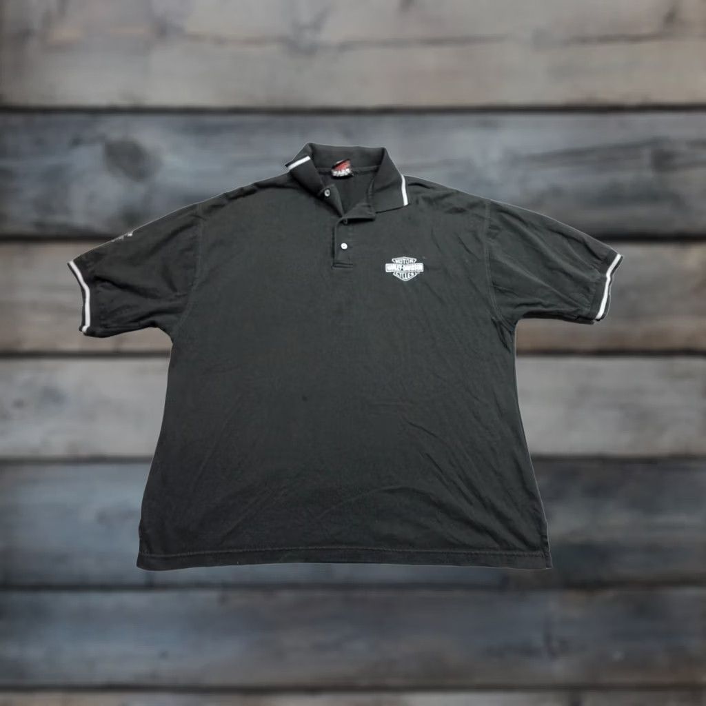 Harley Davidson Vintage Harley-Davidson Polo Mens XL Black Motorcycle Logo Polo Shirt Short Sleeve Golf Casual Distressed Style Mens Size US XL / EU 56 / 4 - 1 Thumbnail