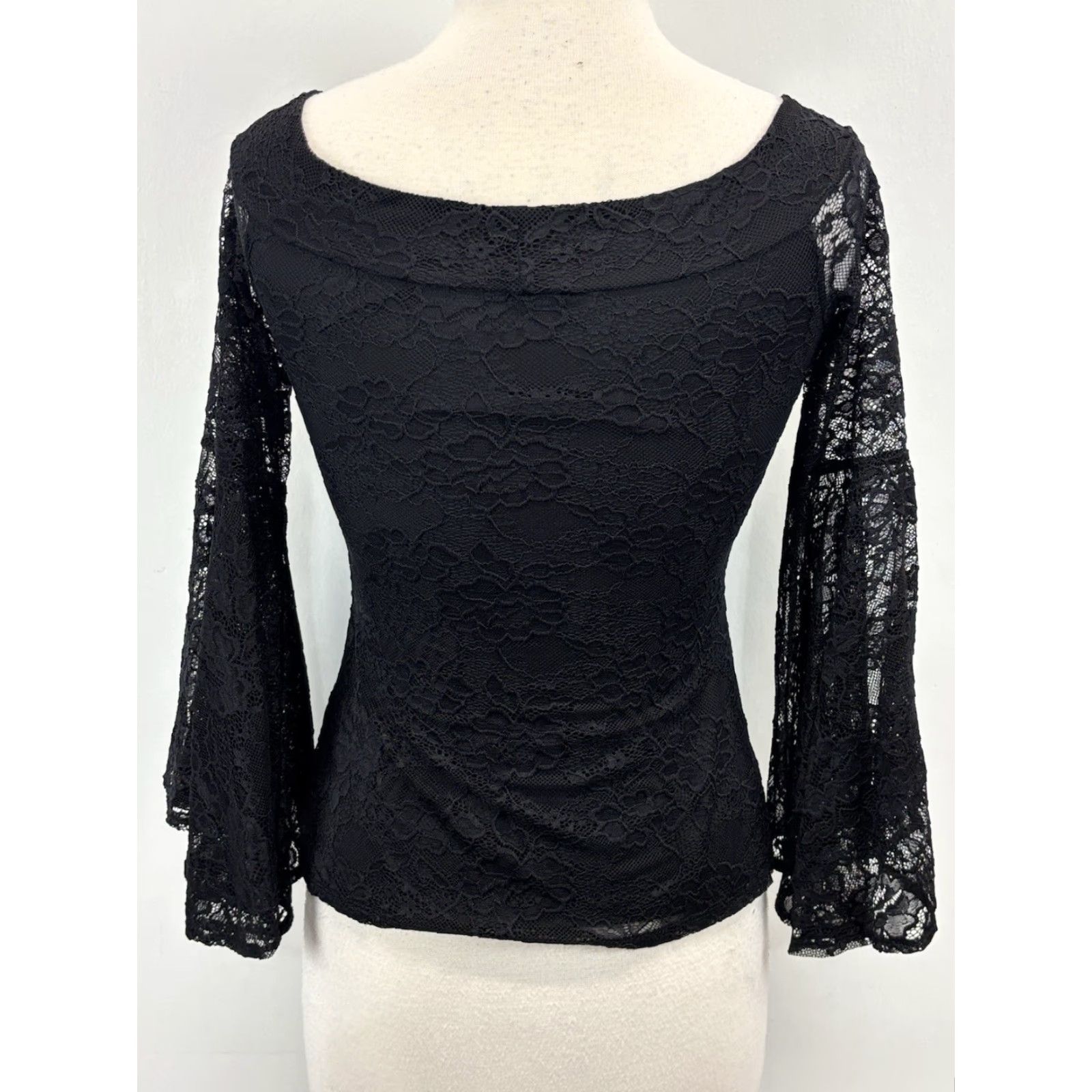 Express VINTAGE Express Black Lace Top Shirt XS Women’s Bell Sleeve Off Shoulder Whimsigoth 3/4 Sleeve Party/Cocktail Womens Size XS / US 0-2 / IT 36-38 - 3 Thumbnail