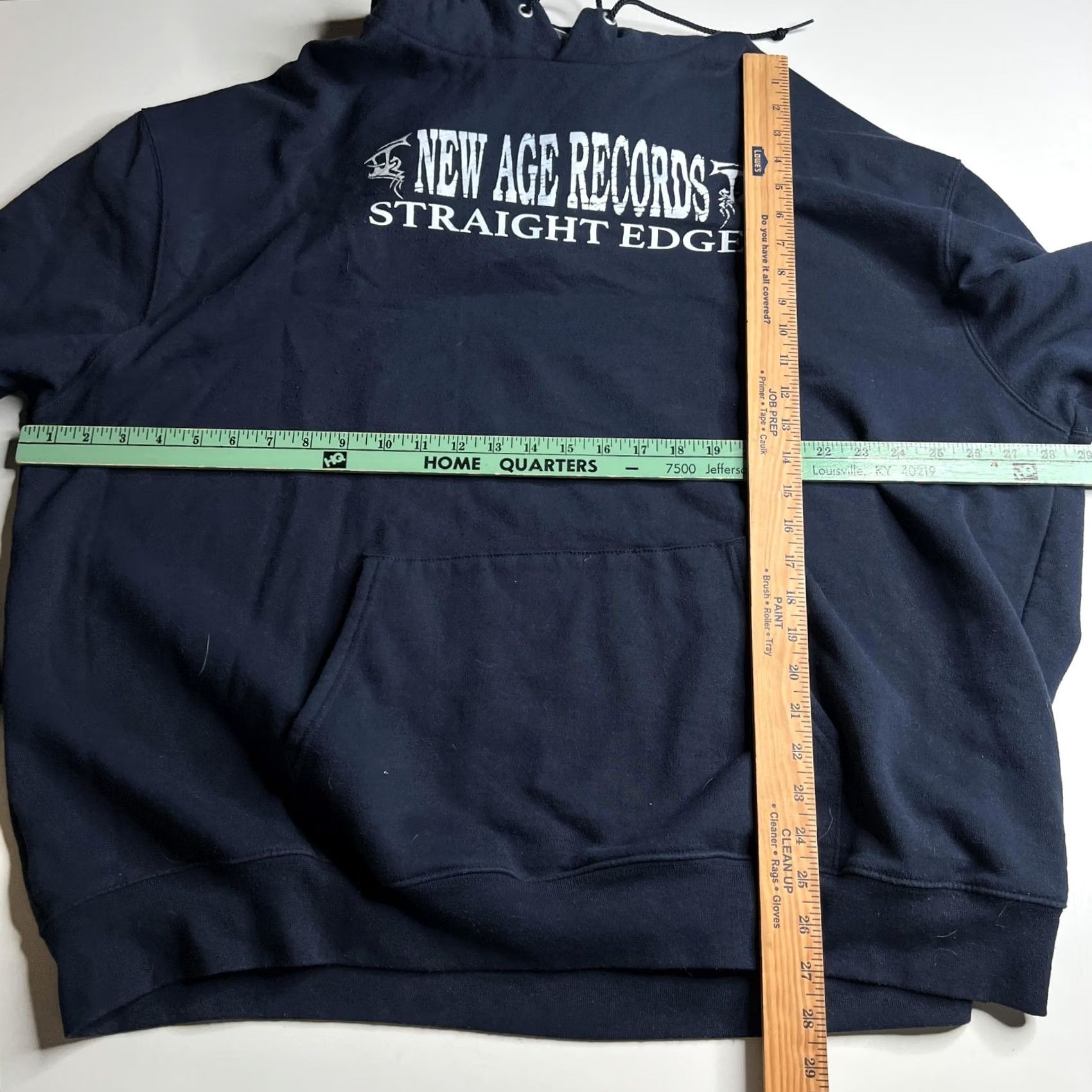 Champion Champion Hoodie Mens 3XL Blue Fleece New Age Records Straight Edge Punk Rock Graphic Print Front Kangaroo Pocket Cuffed Crew Neck Pullover Size US XXL / EU 58 / 5 - 6 Thumbnail