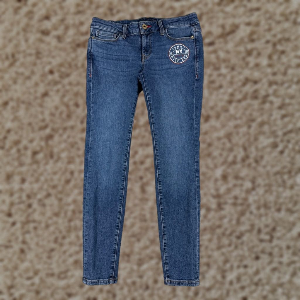 Tommy Hilfiger Tommy Hilfiger Jeans Women Blue Denim Raleigh Skinny Low Rise 27x26 5-Pocket Distressed Stretch Regular Size 26" / US 2 / IT 38 - 1 Thumbnail