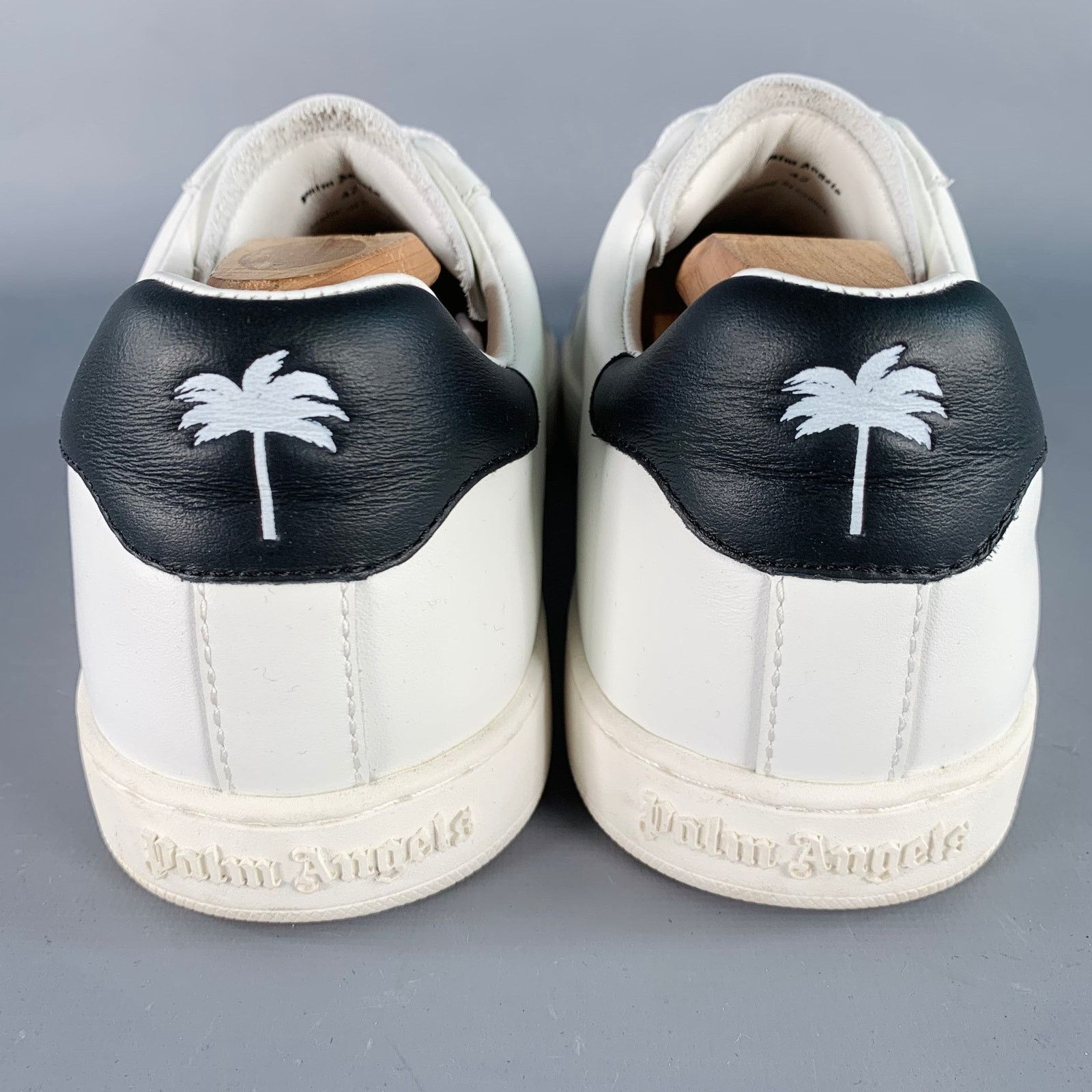Palm Angels Size 9 White Black Leather Lace-Up Low Top Sneakers Size US 9 / EU 42 - 3 Thumbnail