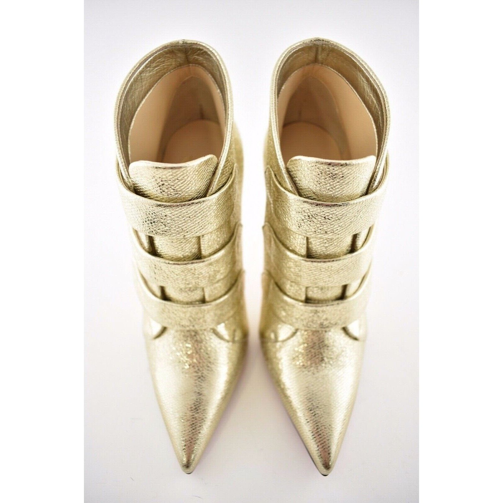 Christian Louboutin Triniboot 100 Platine Gold Strap Ankle Point Heel Boot 35.5 Size US 5.5 / IT 35.5 - 7 Thumbnail