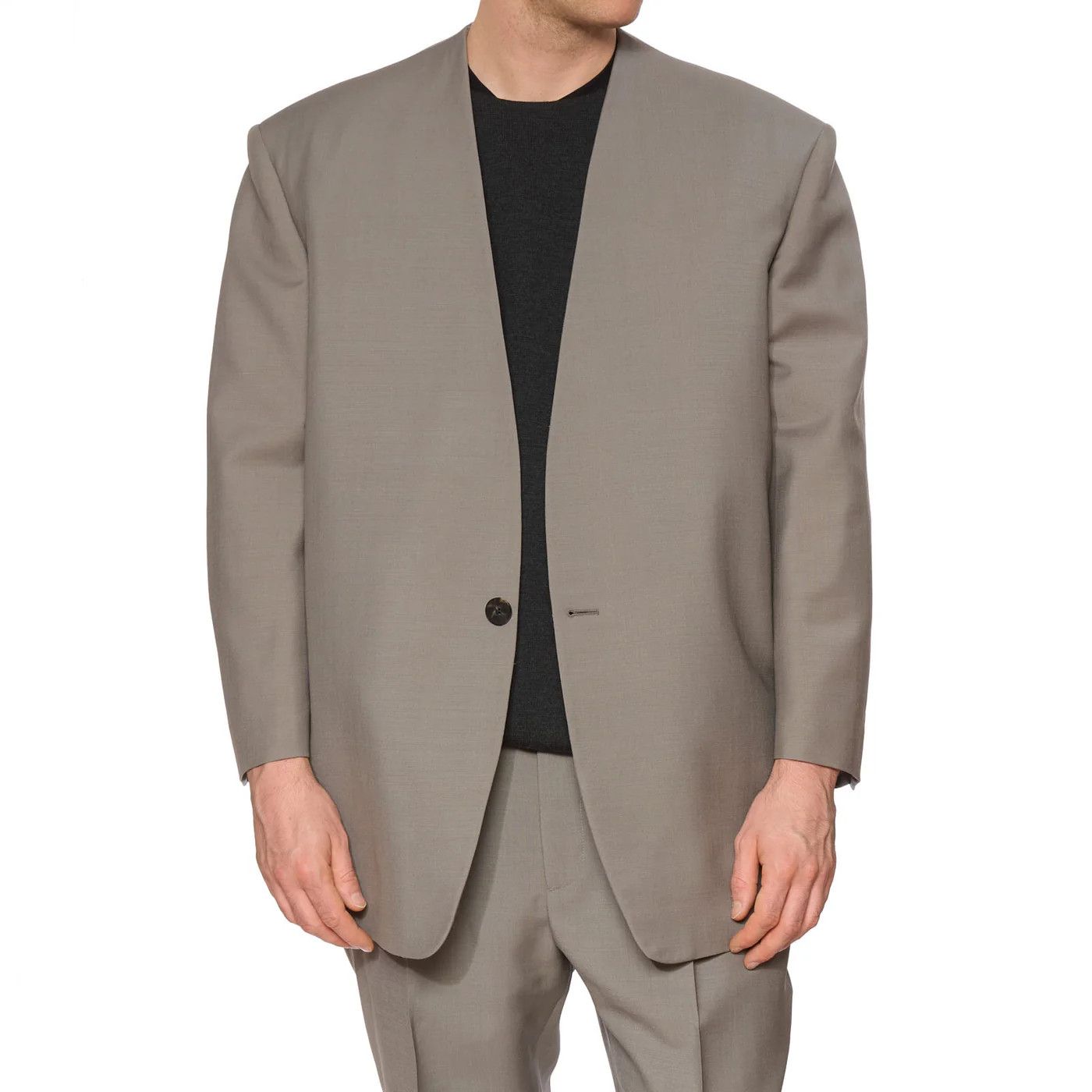 Fear of God FEAR OF GOD Light Gray Wool-Mohair Lapelless Jacket Size 40R - 1 Thumbnail