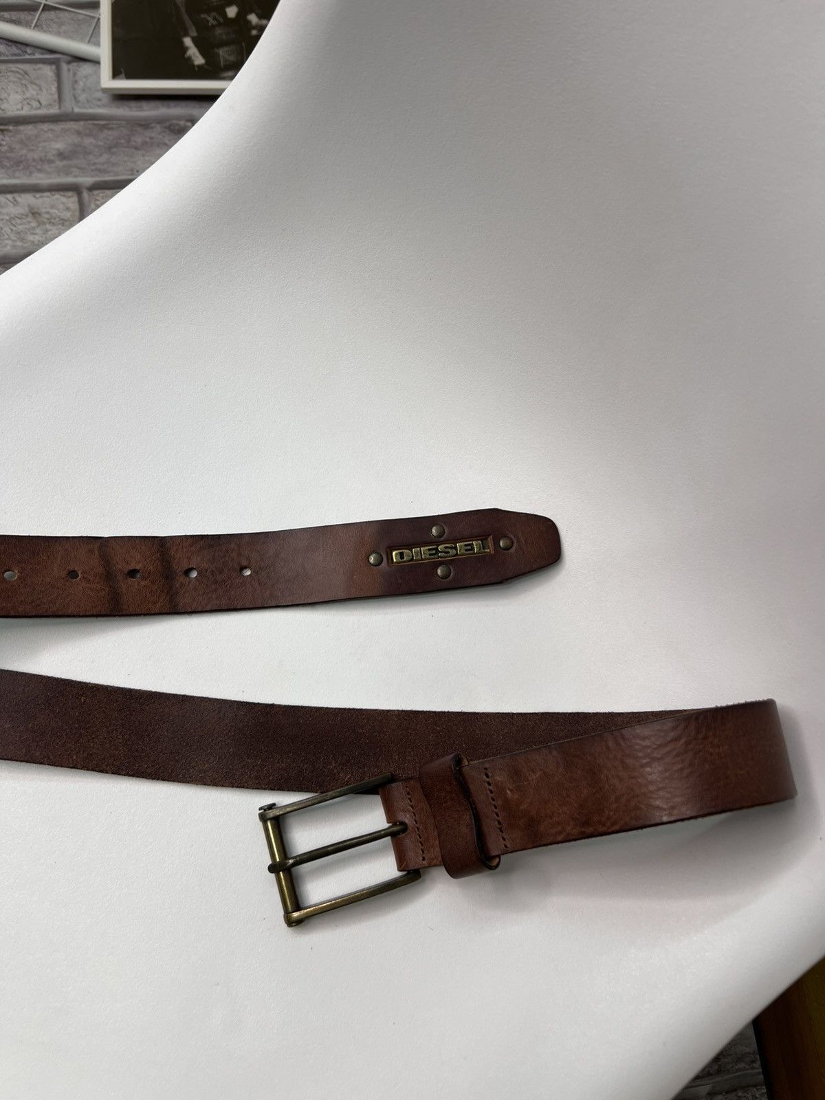 Diesel × Vintage Vintage Diesel Leather Belt Big Logo 90s Size ONE SIZE - 2 Thumbnail
