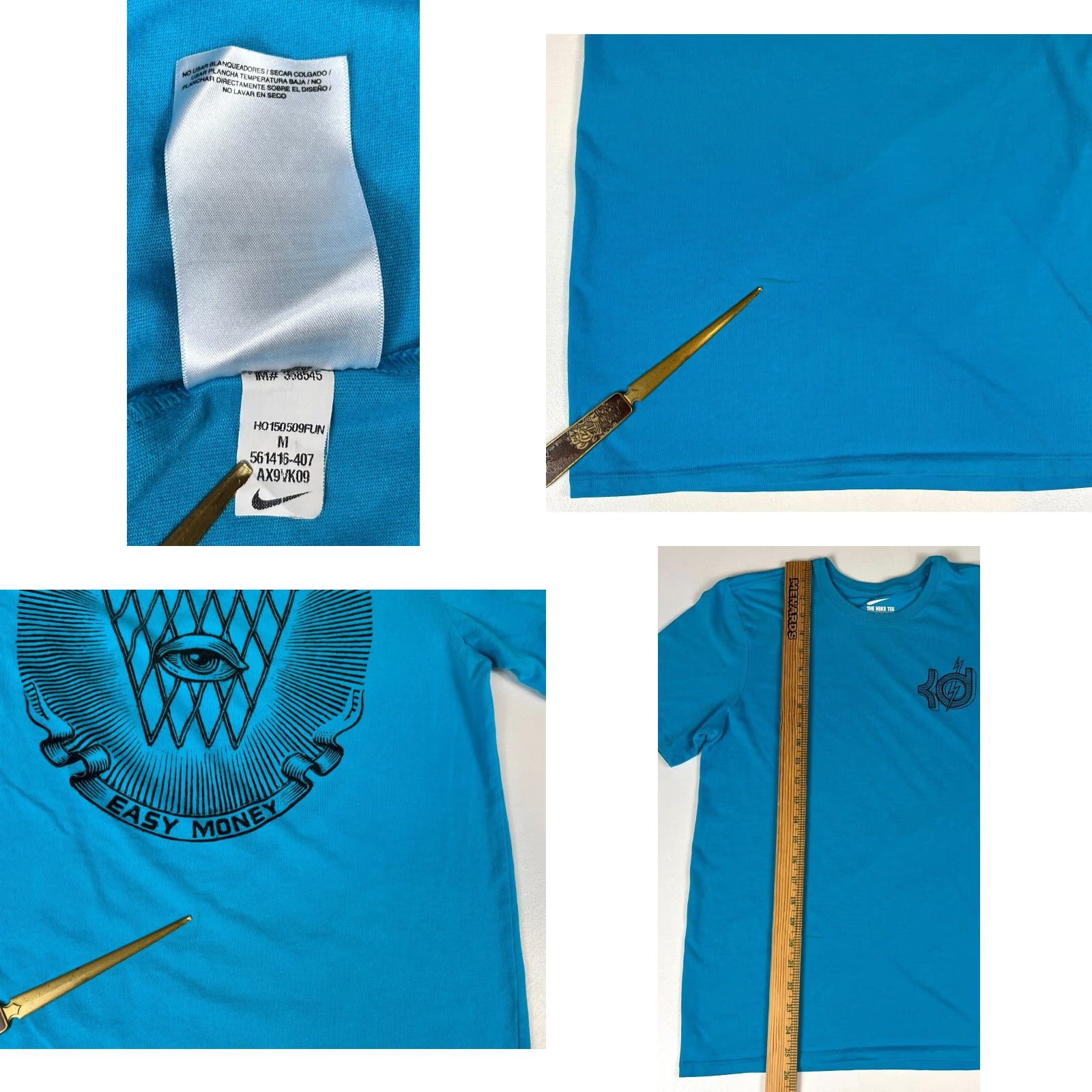 Nike Nike KD Kevin Durant Easy Money T-Shirt - Size M - Blue - Men - 2015 - Double-Sided Graphic Print - Nike Dri-FIT - Short Sleeve Crew Neck Shirt Size US M / EU 48-50 / 2 - 8 Thumbnail