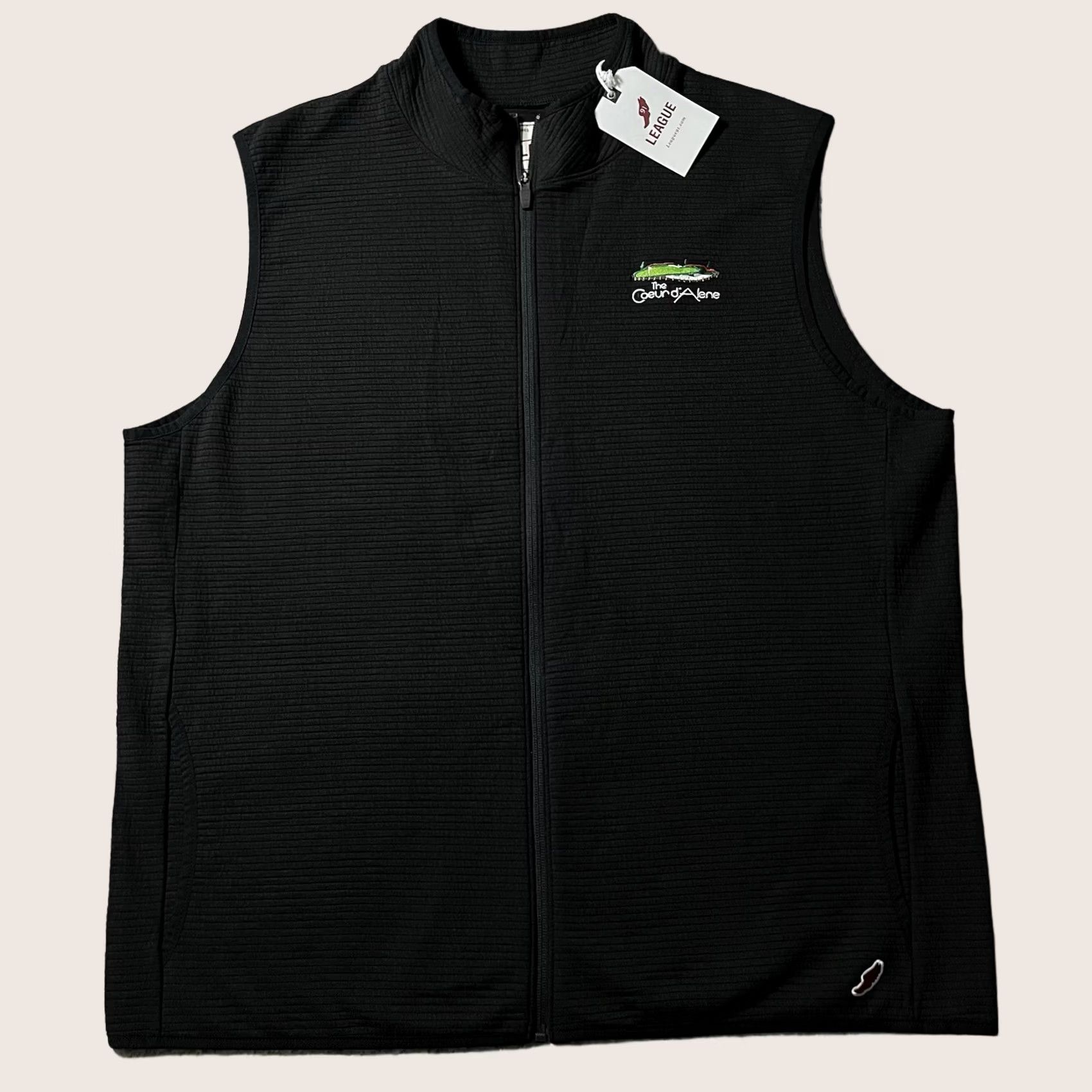 Vintage 91 League Vest XL Black The Coeur D Alene Golf Club Logo Jacket Full Zip Mens Windbreaker Size US XL / EU 56 / 4 - 1 Thumbnail