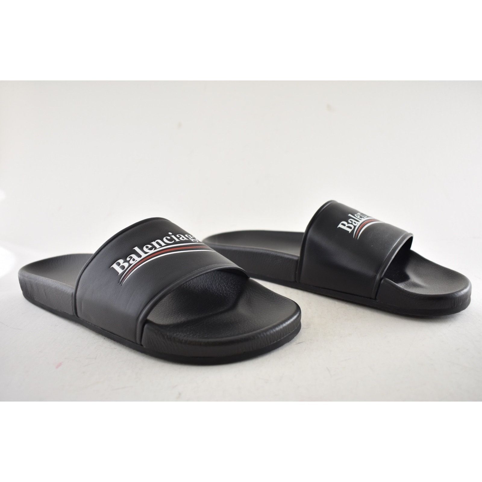 Balenciaga Balenciaga Leather Campaign Logo Slide Pool Sandal 44 11 Size US 11 / EU 44 - 4 Thumbnail