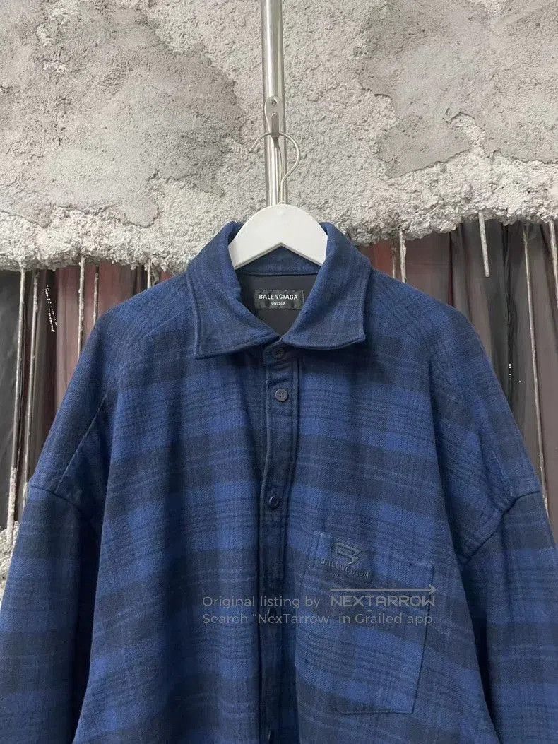 Balenciaga Balenciaga Black Blue Plaid Distressed Shirt. Size US XXS / EU 40 - 3 Thumbnail