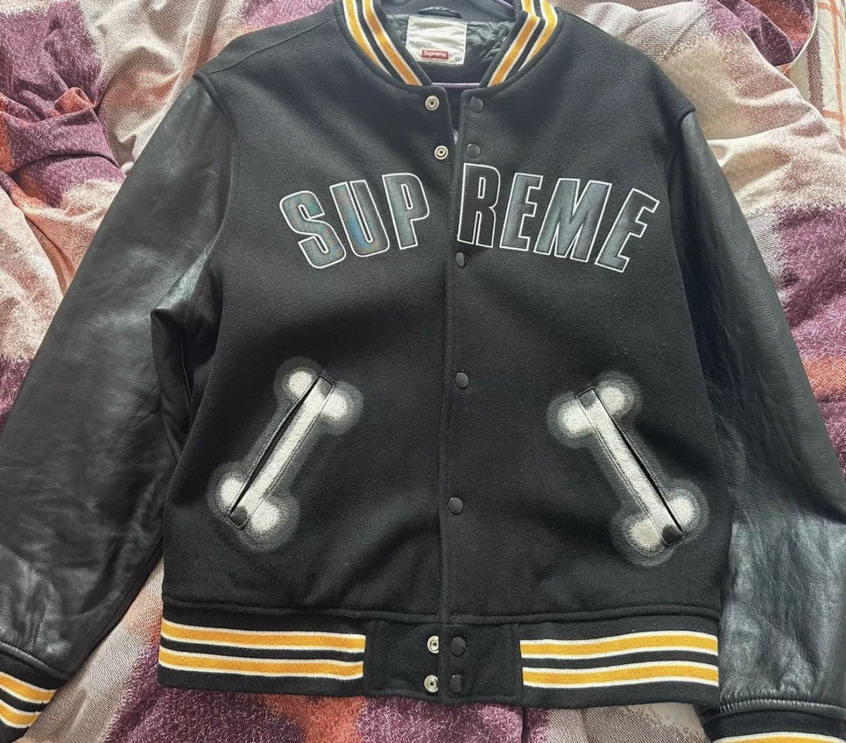 Supreme Bone Varsity Jacket | Grailed