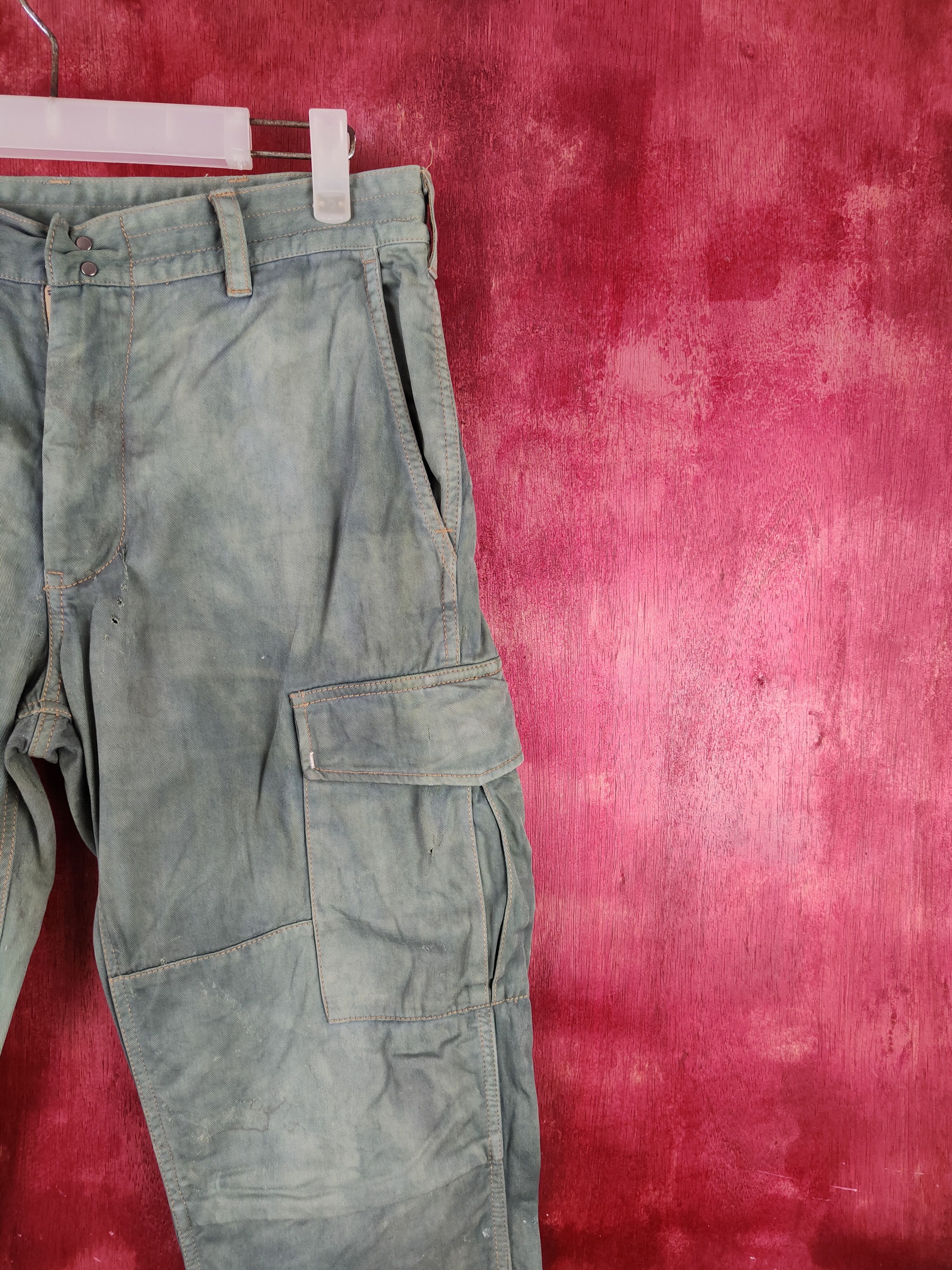 Japanese Brand Stooge&co Green Faded Multipocket Cargo Pants #S2014 Size US 30 / EU 46 - 6 Thumbnail