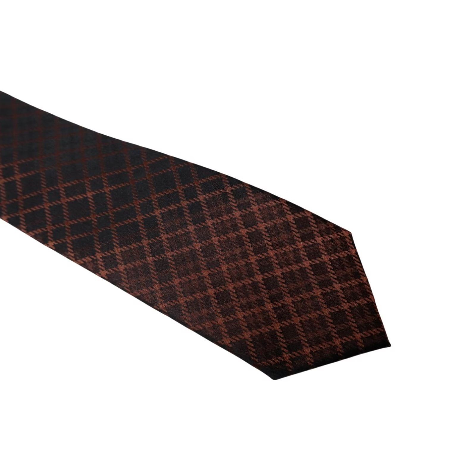 Vintage ATLAS DESIGN Tie Men's One Size Brown Pointed Patterned 100% Silk Texas? Size ONE SIZE - 5 Thumbnail