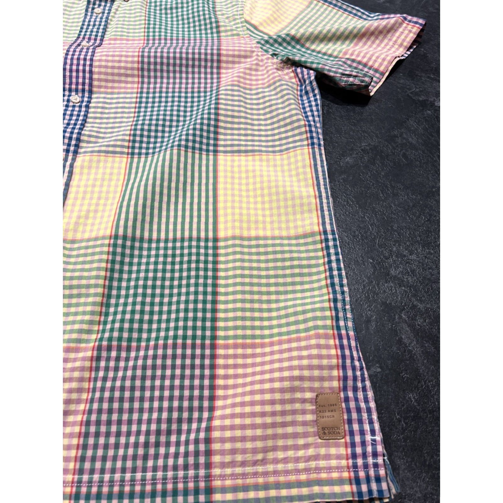 Scotch & Soda SCOTCH & SODA Shirt Button-Up Plaid Short Sleeve XL Men Multicolor Cotton Blend Casual Casualwear 90s Beach Colorful Patterned Shirt Mens XL Size US XL / EU 56 / 4 - 2 Thumbnail