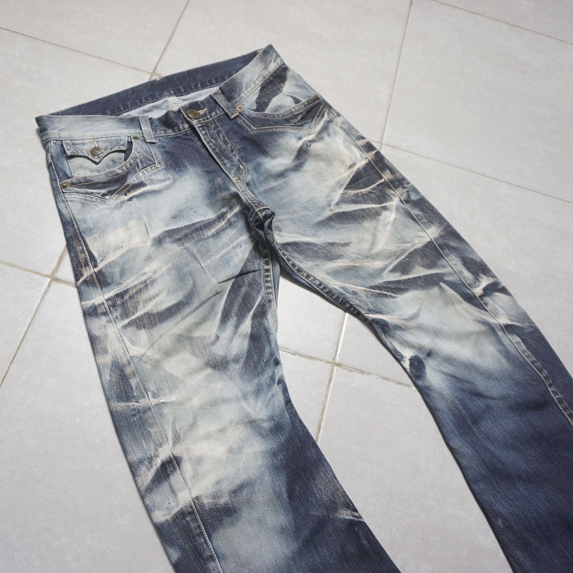 Japanese Brand Crazy distressed Rattle trap denim Size US 34 / EU 50 - 3 Thumbnail