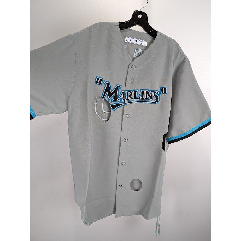 Off-White o1rshd1 MLB-Miami Marlin Cheese Shirt in Grey/Black/Blue Size US M / EU 48-50 / 2 - 9 Thumbnail