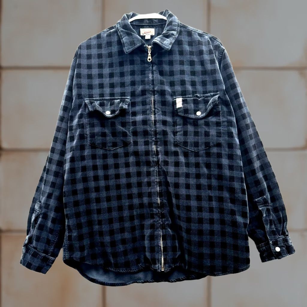 Guess VINTAGE Guess USA Mens S Blue Check Plaid Velour Full Zip Flannel Jacket Size US S / EU 44-46 / 1 - 1 Thumbnail