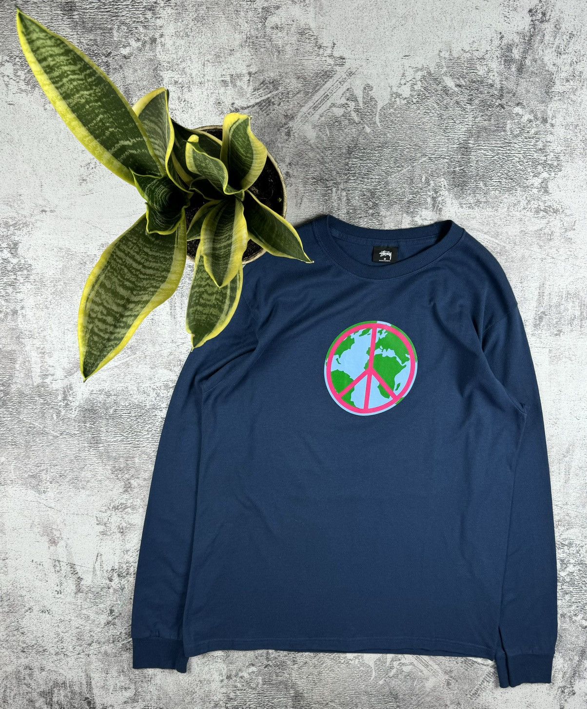 Stussy Stussy RARE Peace Earth Pacifism Blue Longsleeve Y2K T Shirt Size US M / EU 48-50 / 2 - 2 Thumbnail