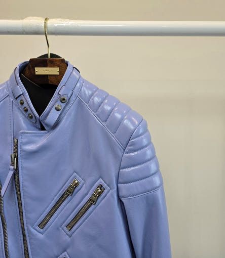 Tom Ford o1sm1stk0725 Shiny Double Zipper Biker Jacket in Sky Size US M / EU 48-50 / 2 - 2 Thumbnail