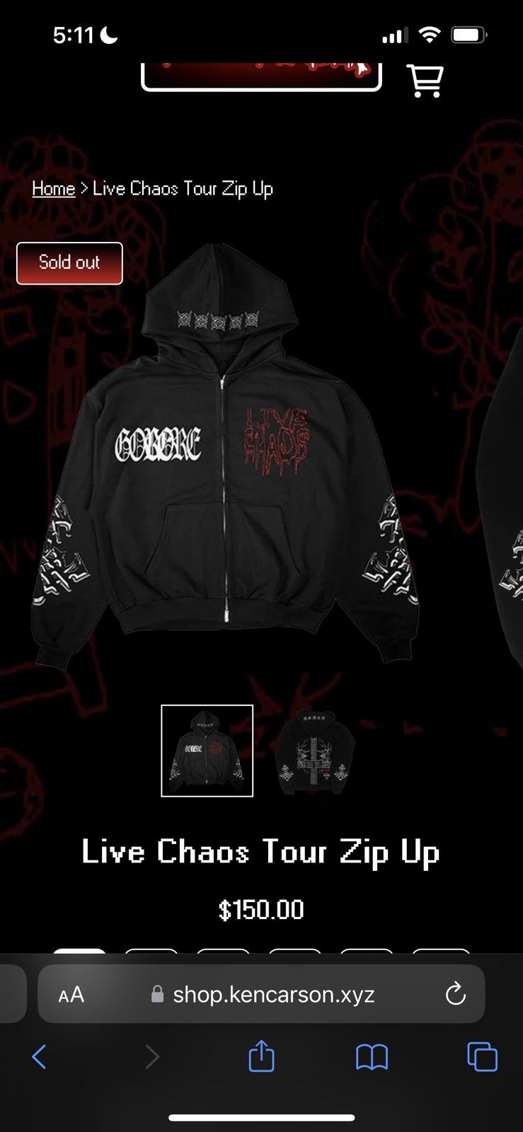 Ken Carson × Playboi Carti Ken Carson “Live Chaos” Zip-Up Hoodie Size US L / EU 52-54 / 3 - 4 Thumbnail