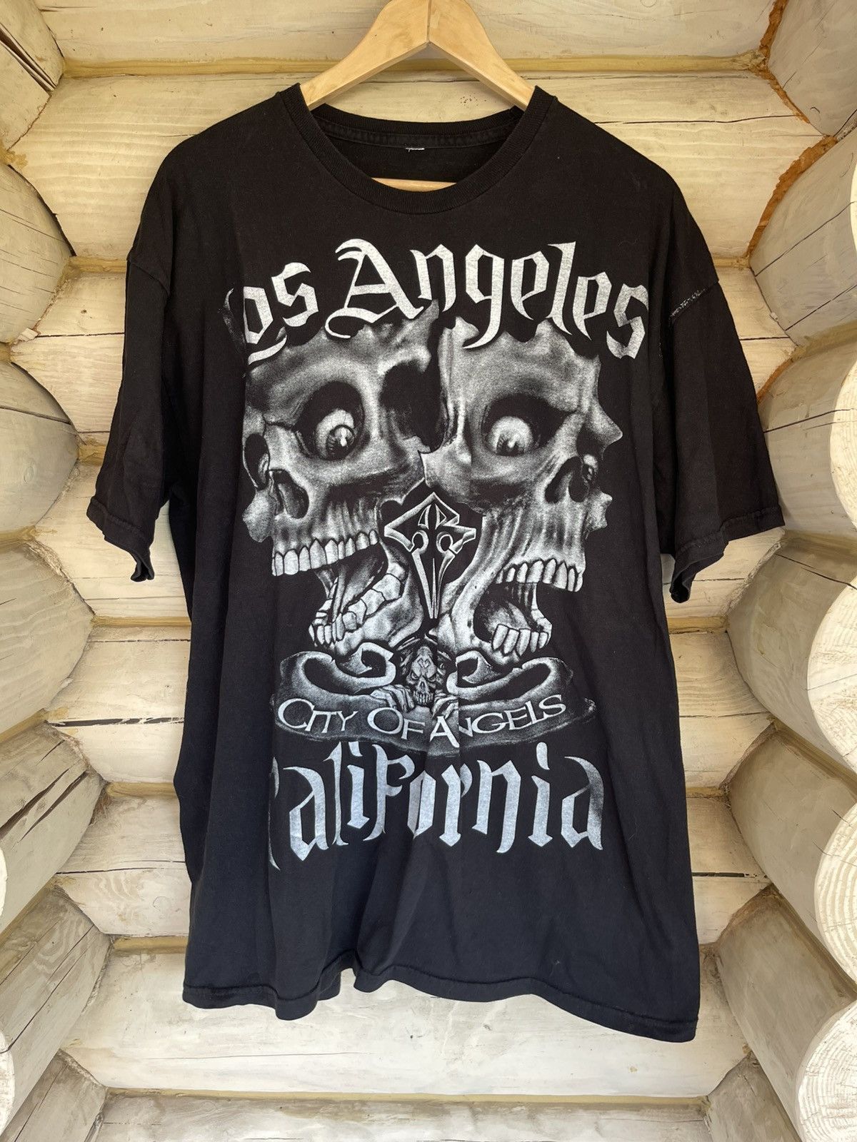 Vintage Los Angeles Big Scull Logo California black rap tee Size US L / EU 52-54 / 3 - 1 Thumbnail