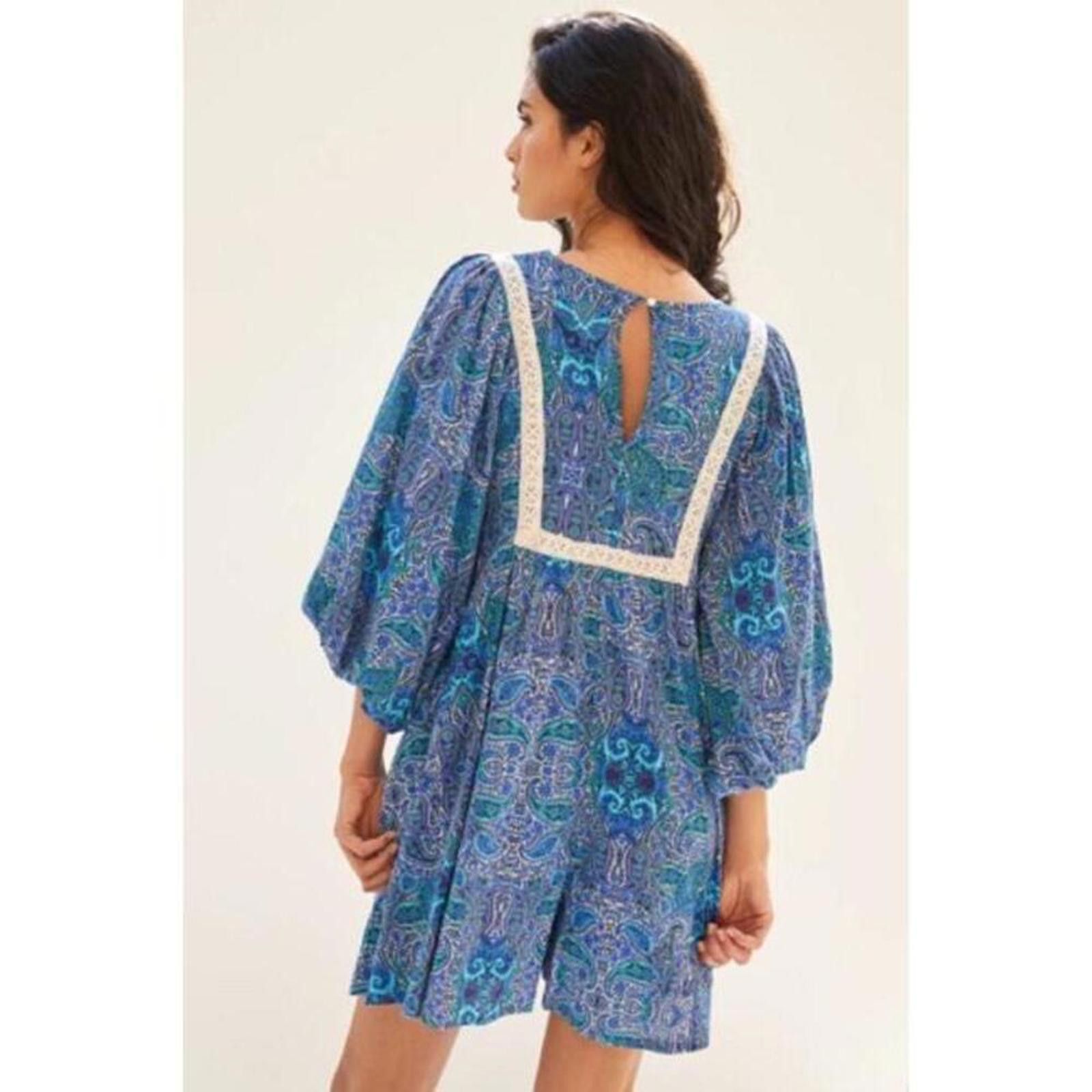 Other Anthropologie Blue Tassel Romper M Blue Boho Tassel coastal Size 32" / US 10 / IT 46 - 4 Thumbnail