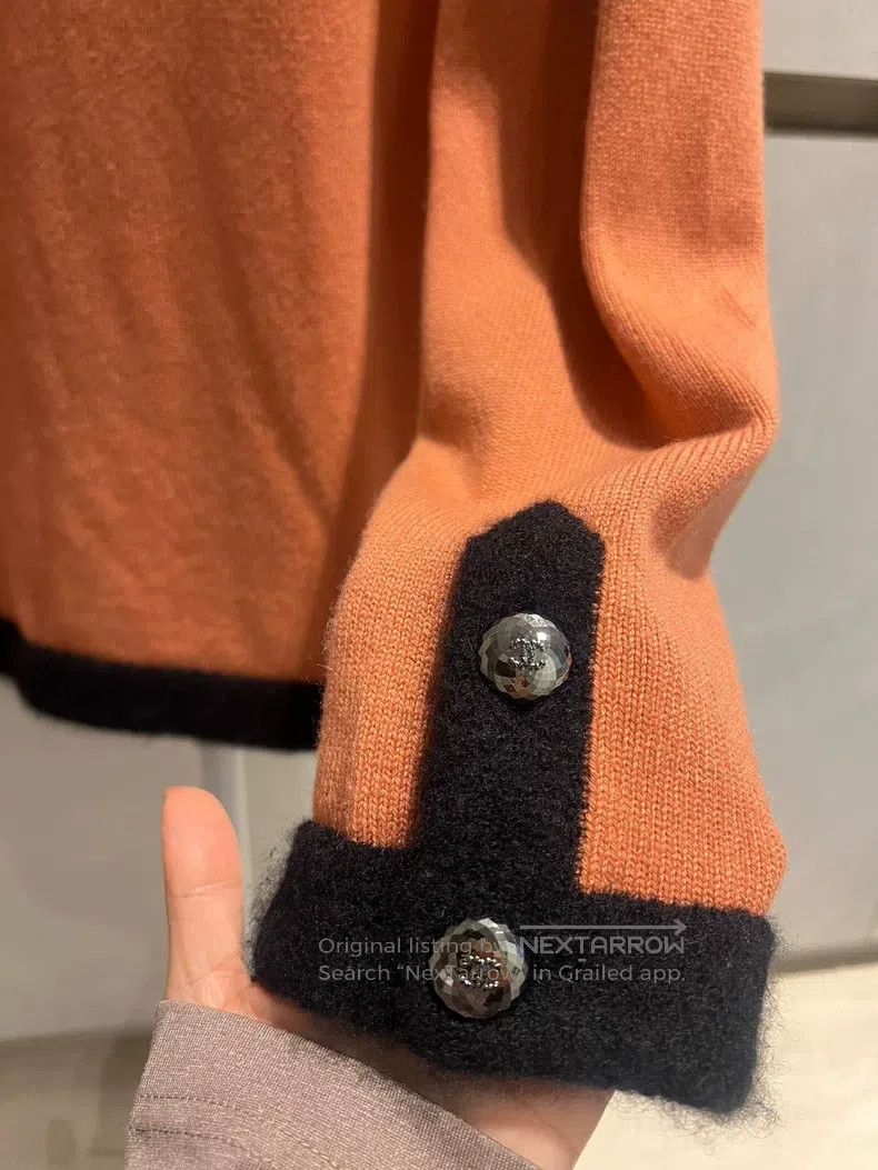 Chanel Chanel Black orange colour-block knitted cardigan coat Size XS / US 0-2 / IT 36-38 - 5 Thumbnail