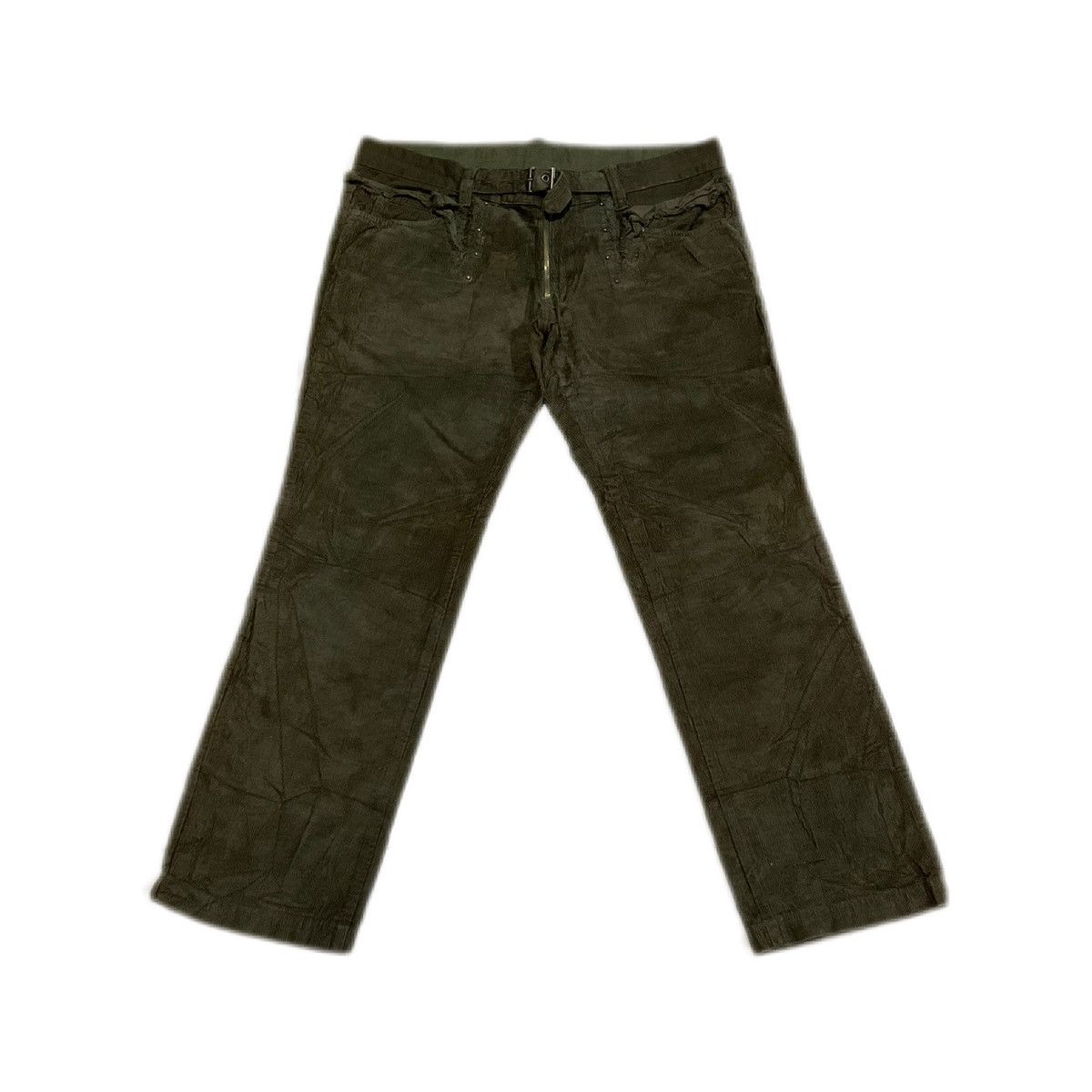 Dolce & Gabbana 🔥Y2K Archived D&G Frayed Corduroy Rebuild Pants Rivet Belt Size US 38 / EU 54 - 2 Thumbnail