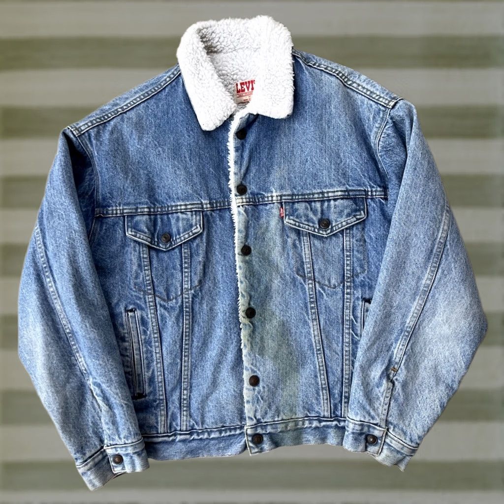 Vintage Levi’s Jacket Denim Blue Sherpa 80s Levi’s Trucker Medium, Men's