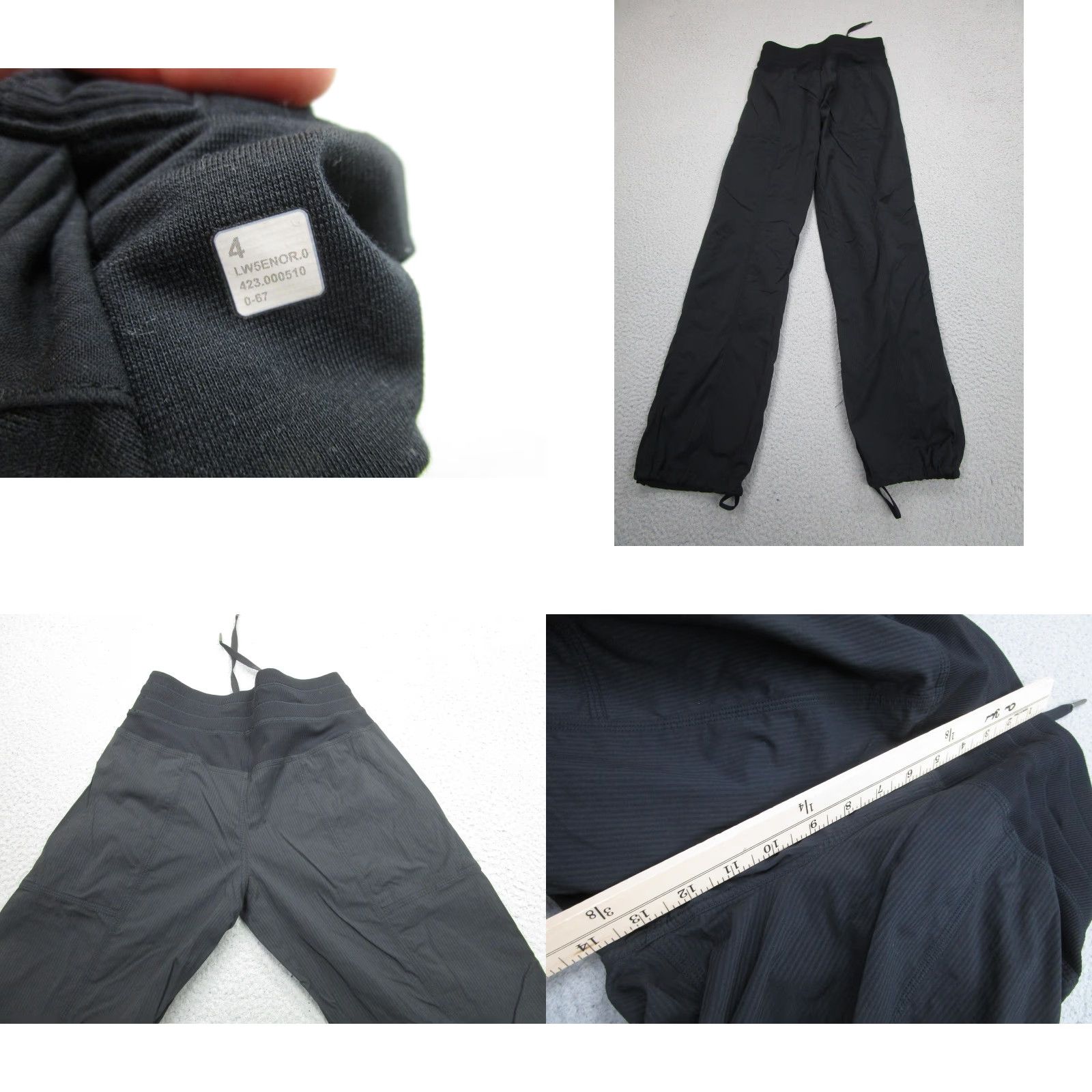 Lululemon VINTAGE Lululemon Track Pants Womens 4 Black Straight Leg Ribbed Waist Stirrup Hem Yoga Size 27" / US 4 / IT 40 - 9 Thumbnail