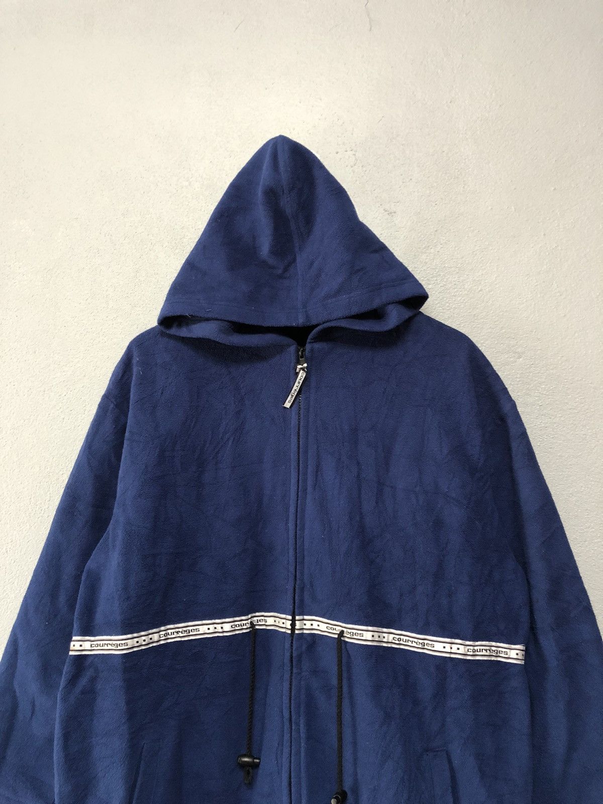 Courreges Courreges Fleece Jacket With Hoodie Big Logo Zipper Size US S / EU 44-46 / 1 - 4 Thumbnail