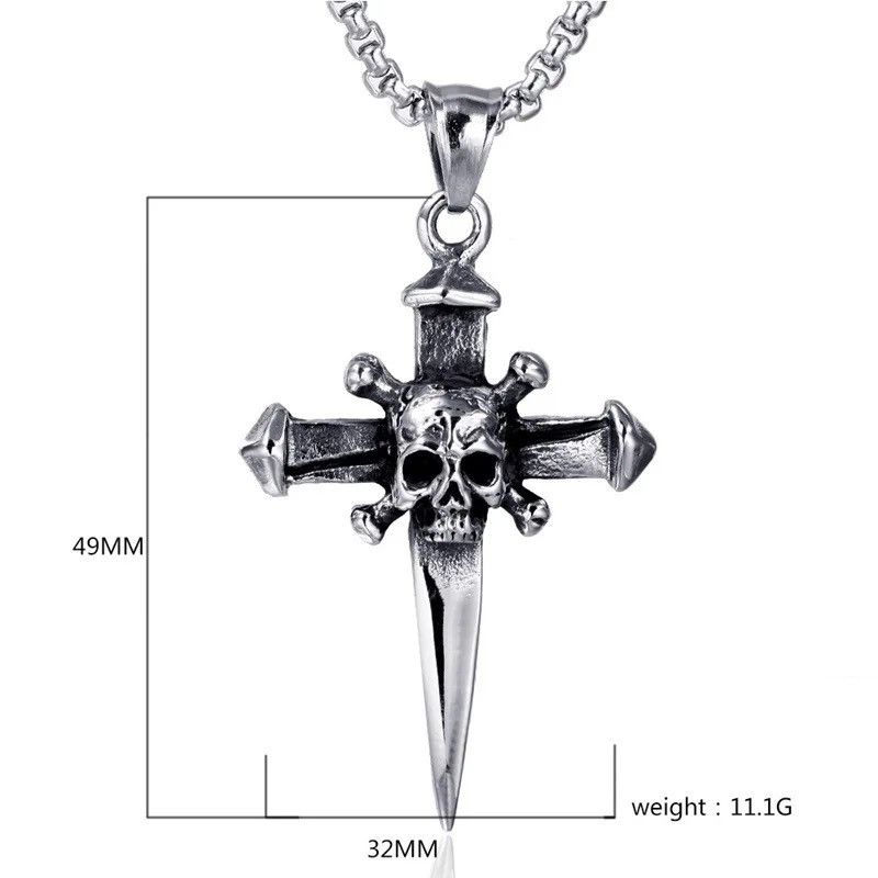 Jewelry New Trendy Skull Dagger Cross Pendant Necklace Size ONE SIZE - 6 Thumbnail