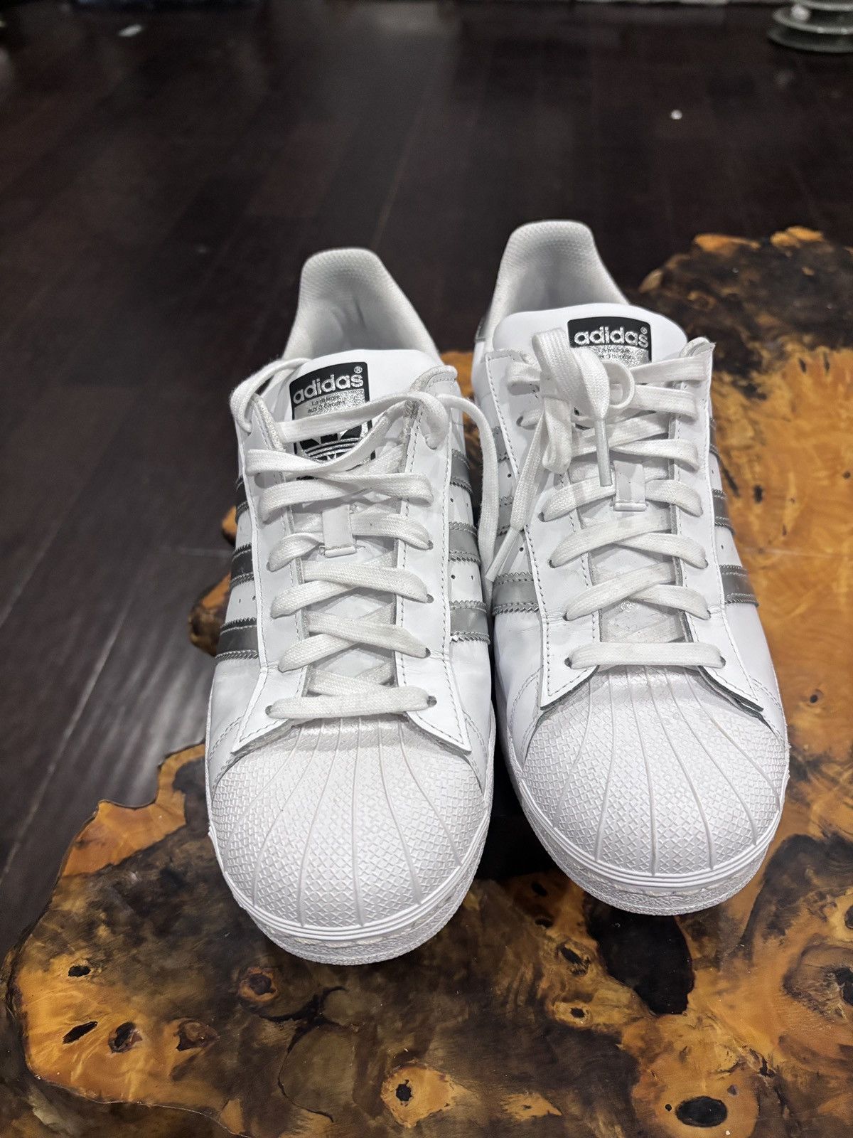 Adidas Adidas Superstar White/Silver MINT Cond. Size 10 Womans Size US 10 / IT 40 - 1 Thumbnail