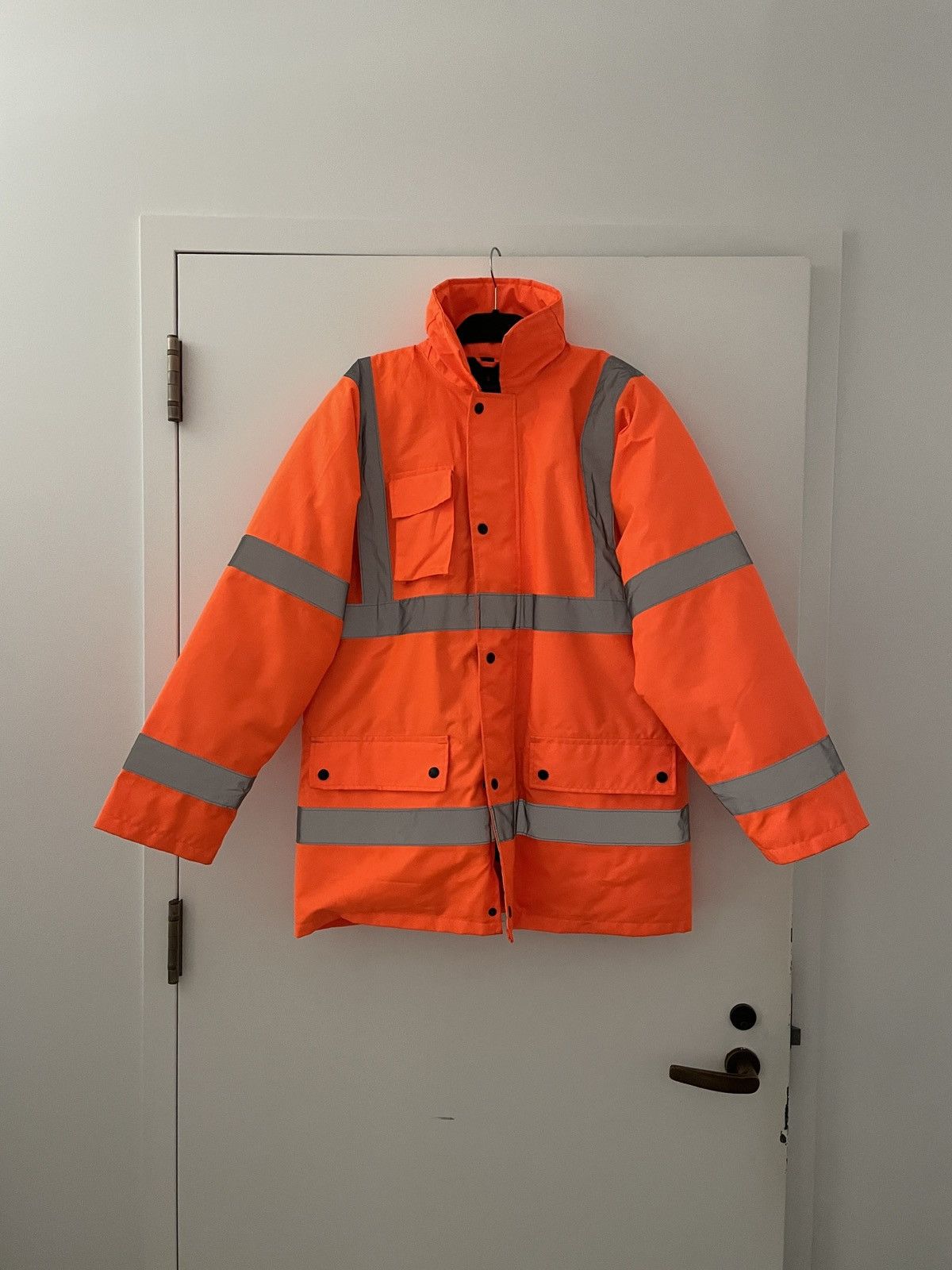 image of Anya Hindmarch Service Station Padded Raincoat in Orange, Men's (Size Medium)