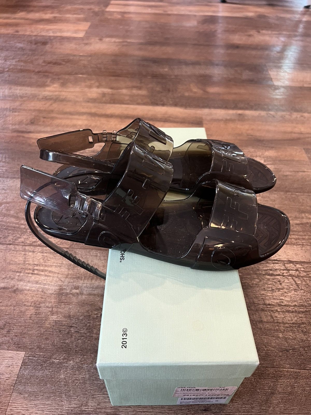 Off-White Off-White Jelly Sandals Zip Tie Slingback Black Sz 40 US 9 Size US 9 / IT 39 - 3 Thumbnail