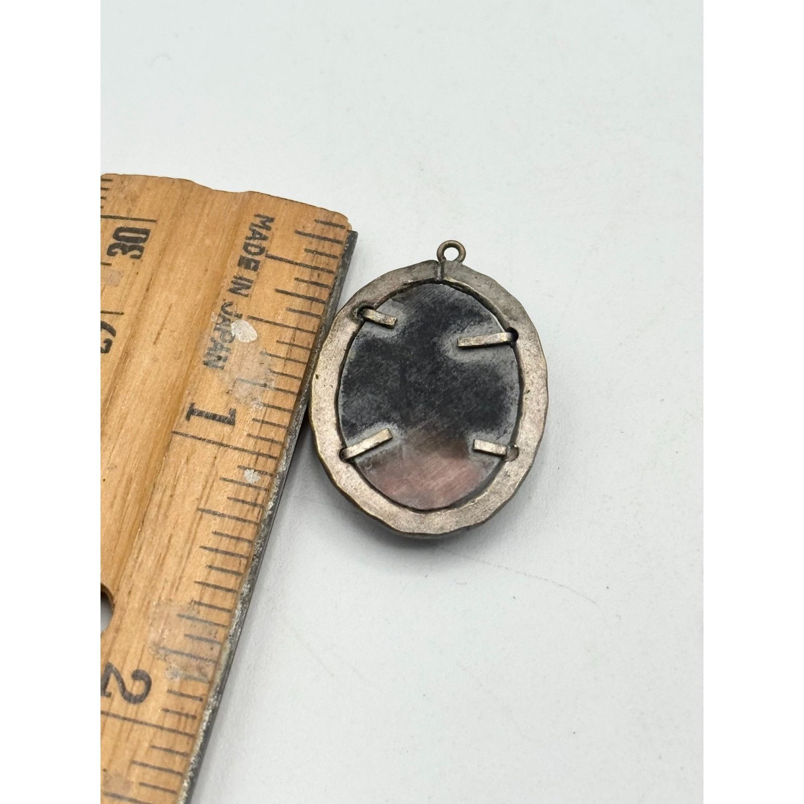 Vintage Estate Sterling Silver Mother of Pearl Abalone Shell Cameo P Size ONE SIZE - 4 Thumbnail