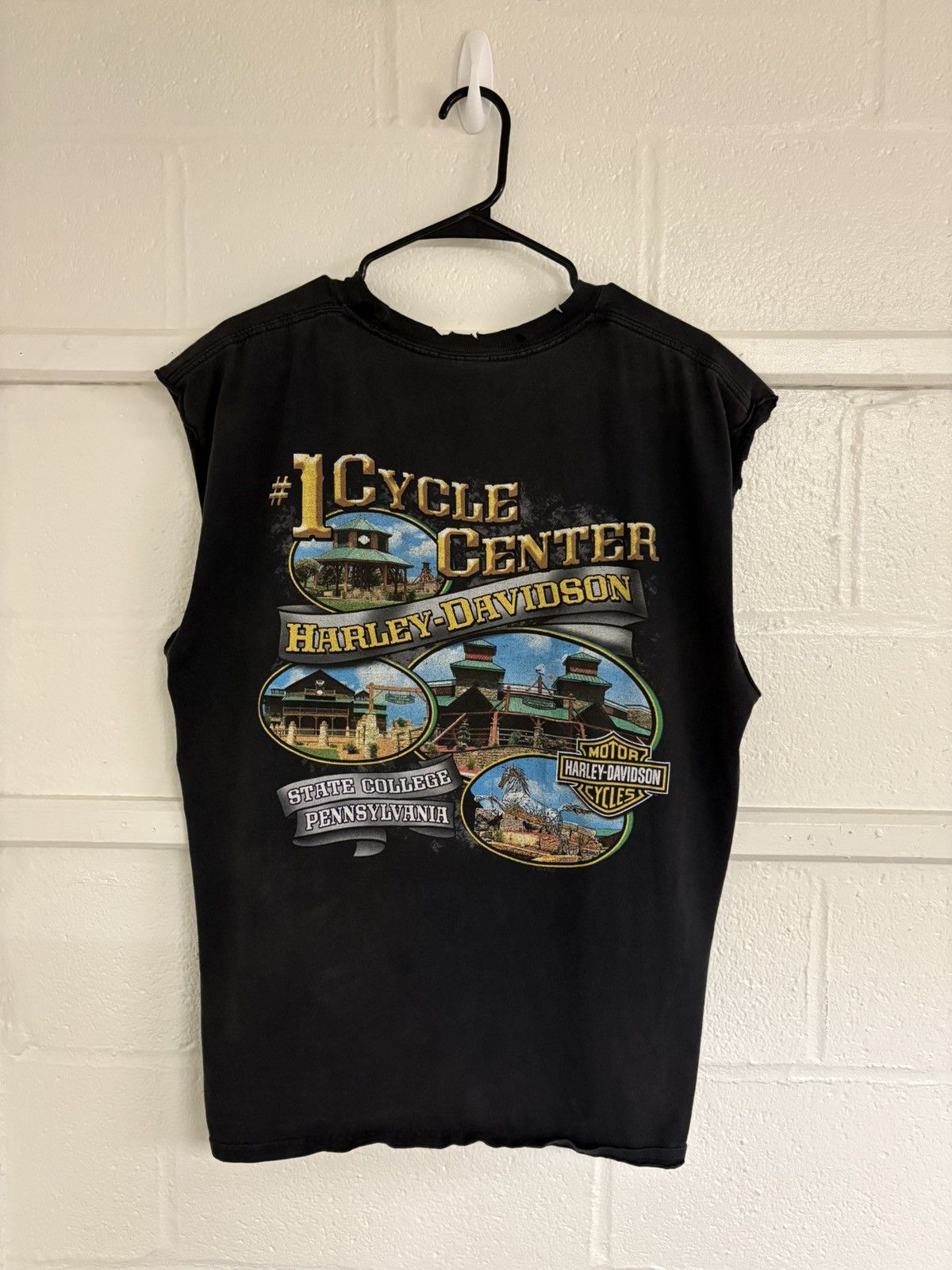 Vintage distress Harley Davidson Cutoff