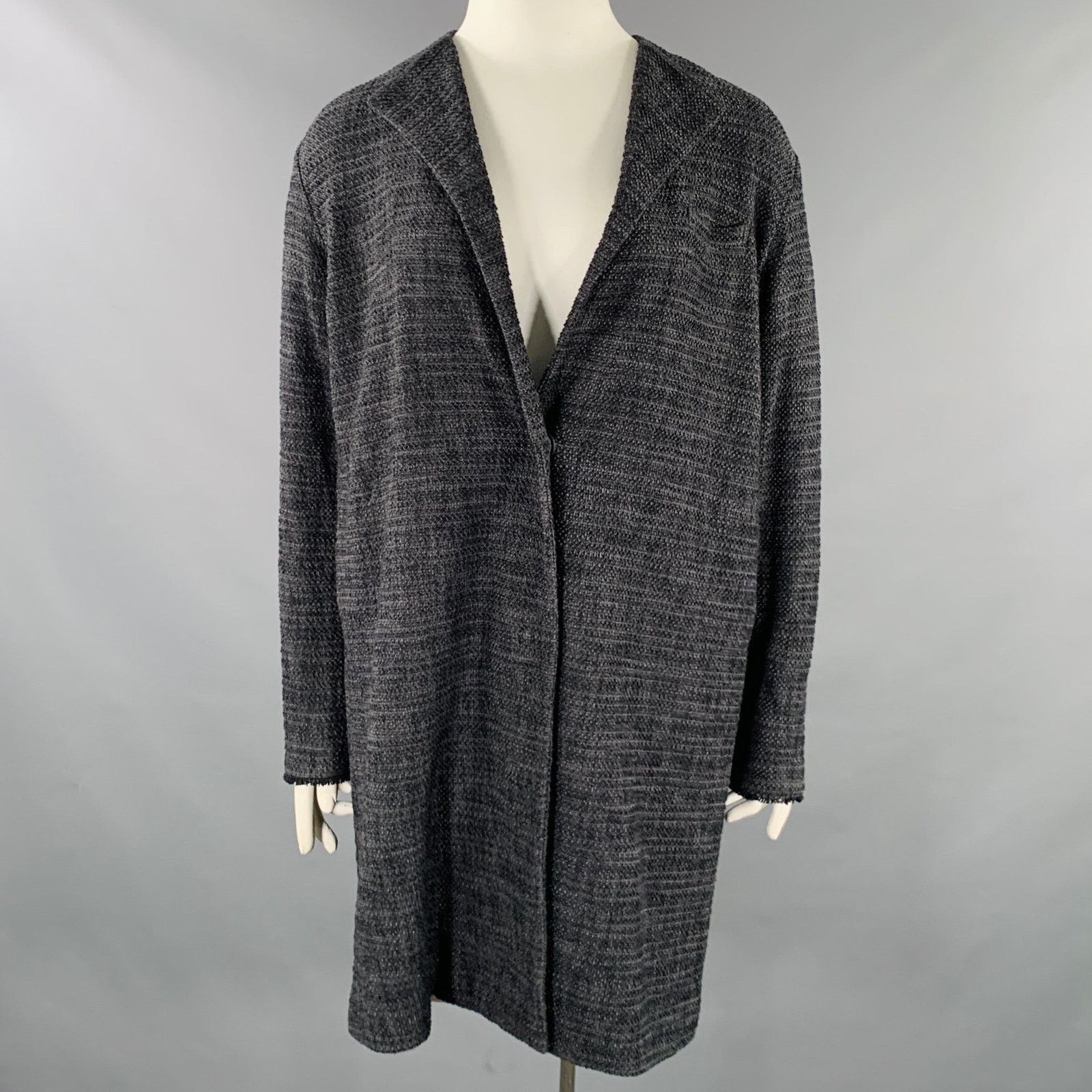Issey Miyake ISSEY MIYAKE Size L Grey Navy Single Breasted Snaps Coat Size L / US 10 / IT 46 - 1 Thumbnail