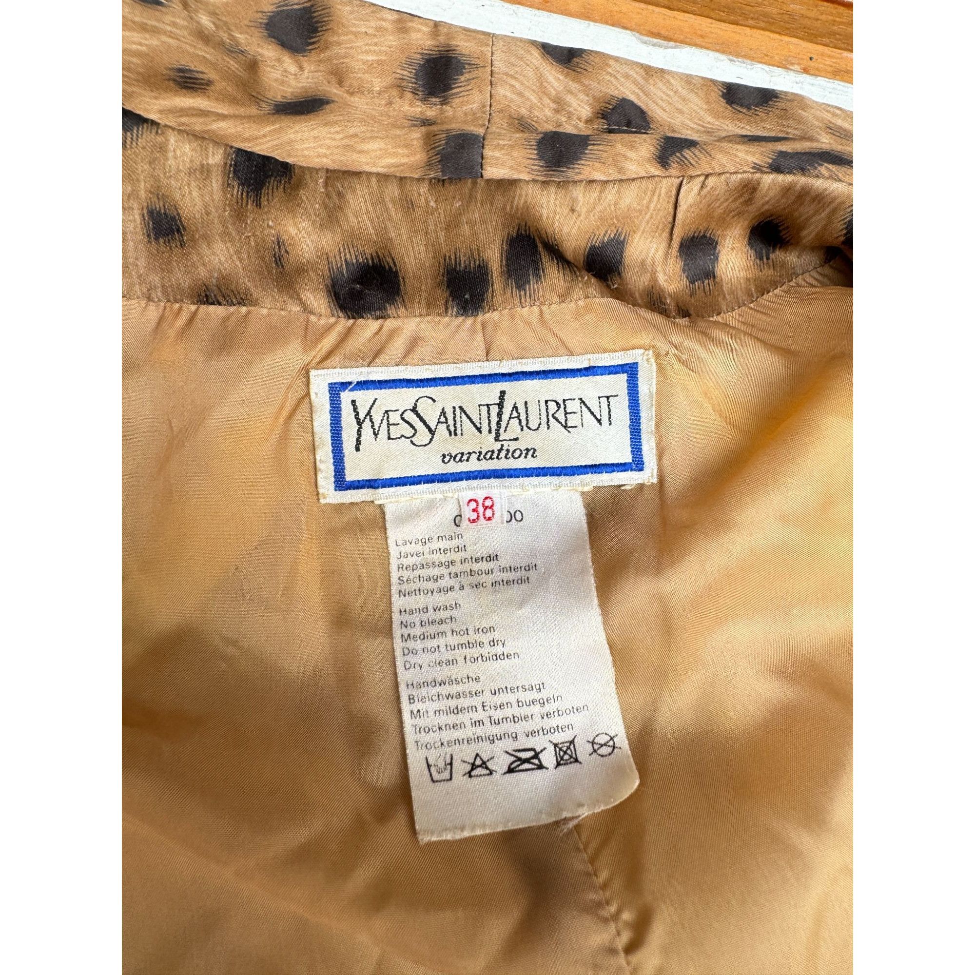 Yves Saint Laurent Vintage Leopard Print Mandarin Collar Dress Size S / US 4 / IT 40 - 4 Thumbnail