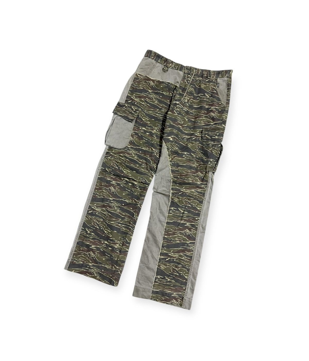 Subware Vtg💥Y2k Montage Mtg Hybrid Tiger Stripe Patchwork Cargo Pant Size US 33 - 8 Thumbnail