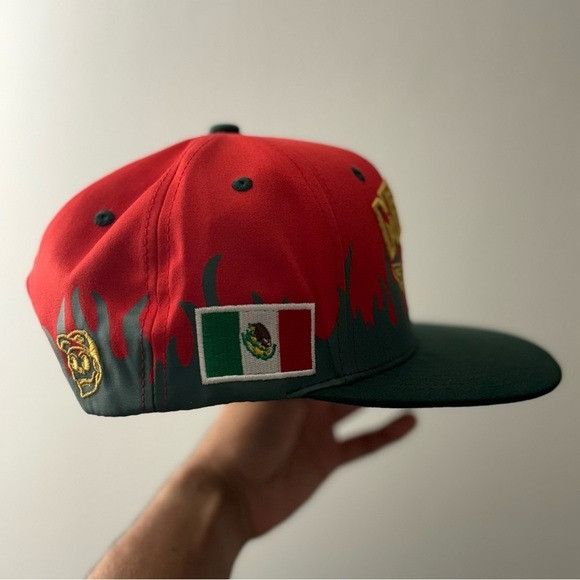 Designer MEXICO EAGLE 3D EMBROIDERY FLAMES RED FLAT BILL SNAPBACK Size ONE SIZE - 3 Thumbnail
